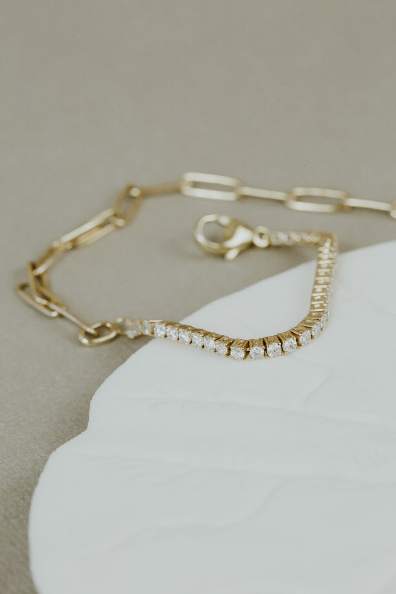 Paper Clip Chain & Diamond Bracelet
