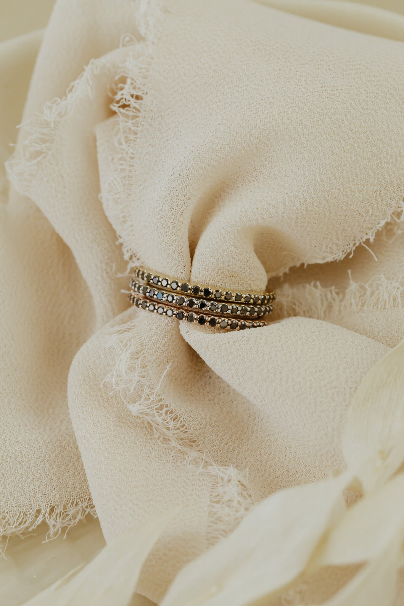 The Jenna Black Diamond Band in 14k yellow gold