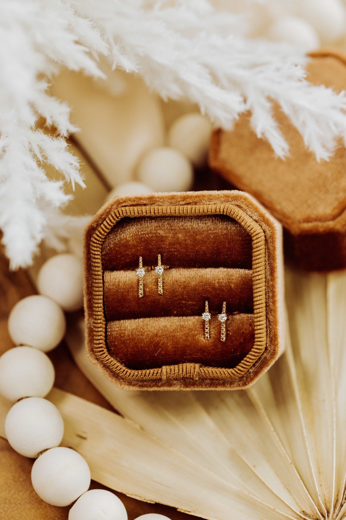 Beaded Bar Diamond Stud Earring