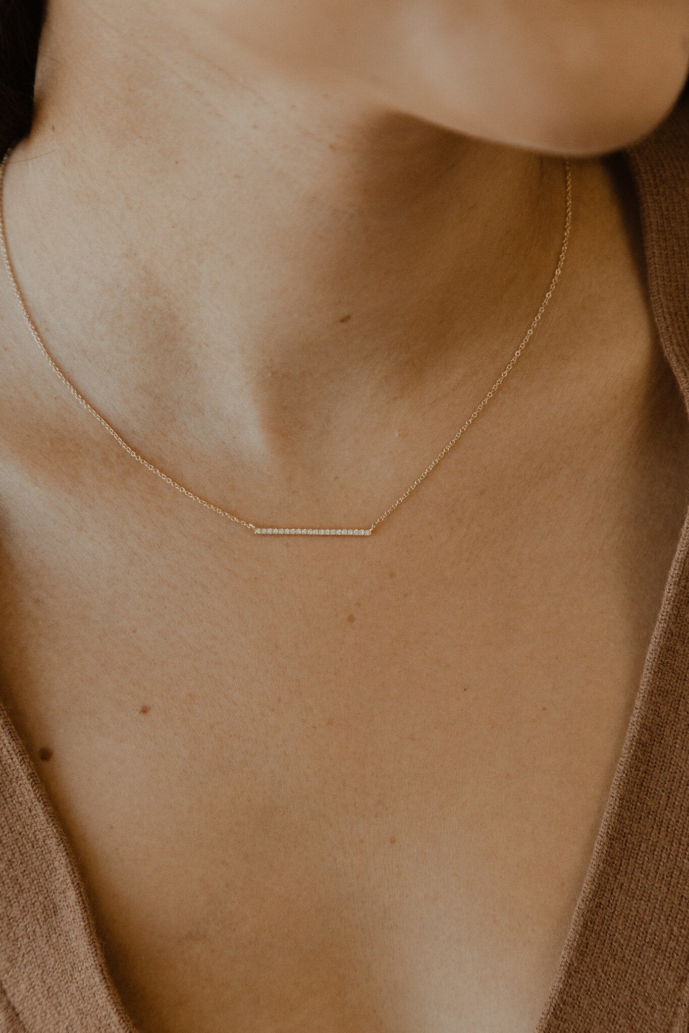 Pave Diamond Bar Necklace