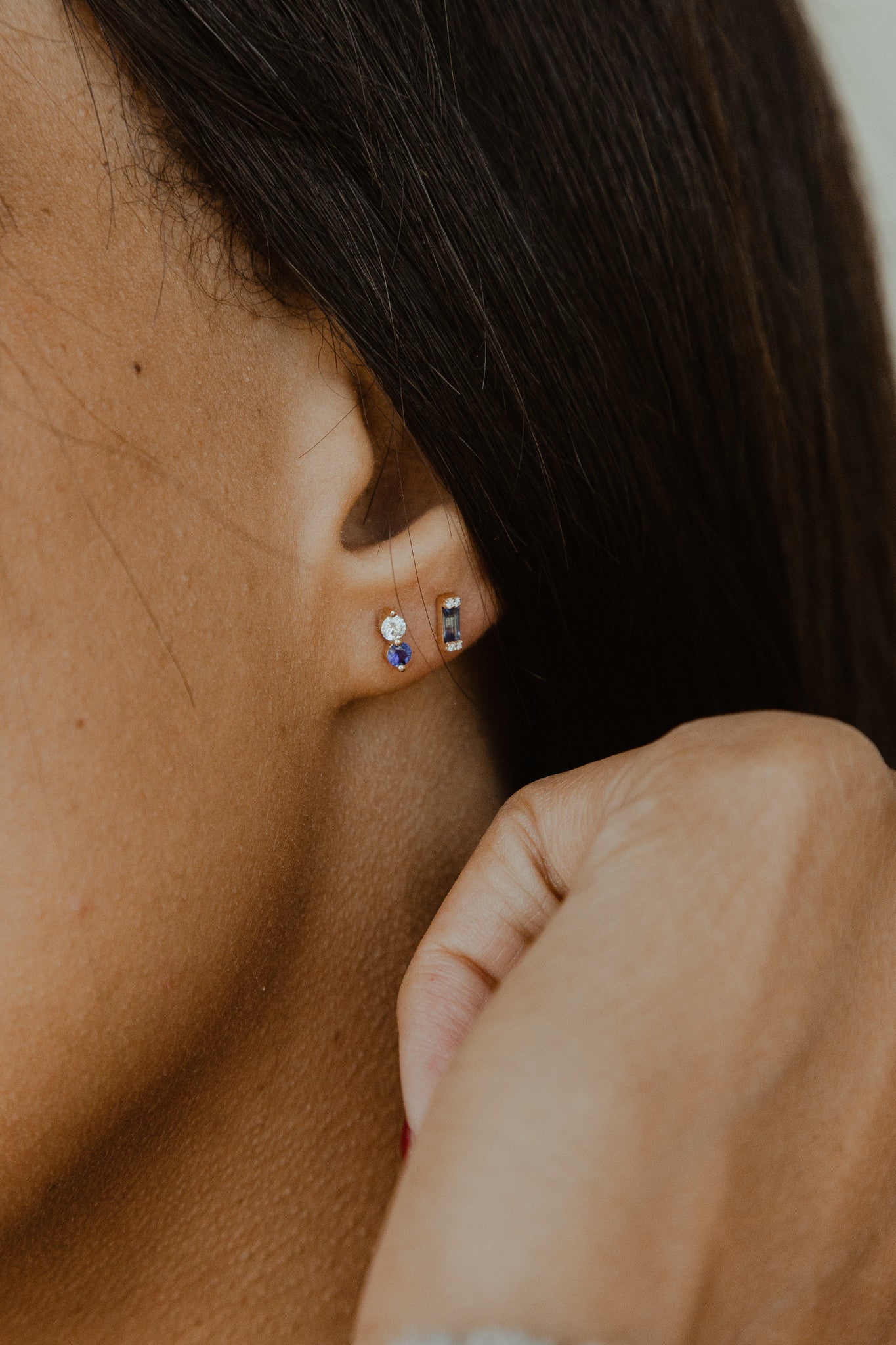 Sapphire and Diamond Stud Earrings