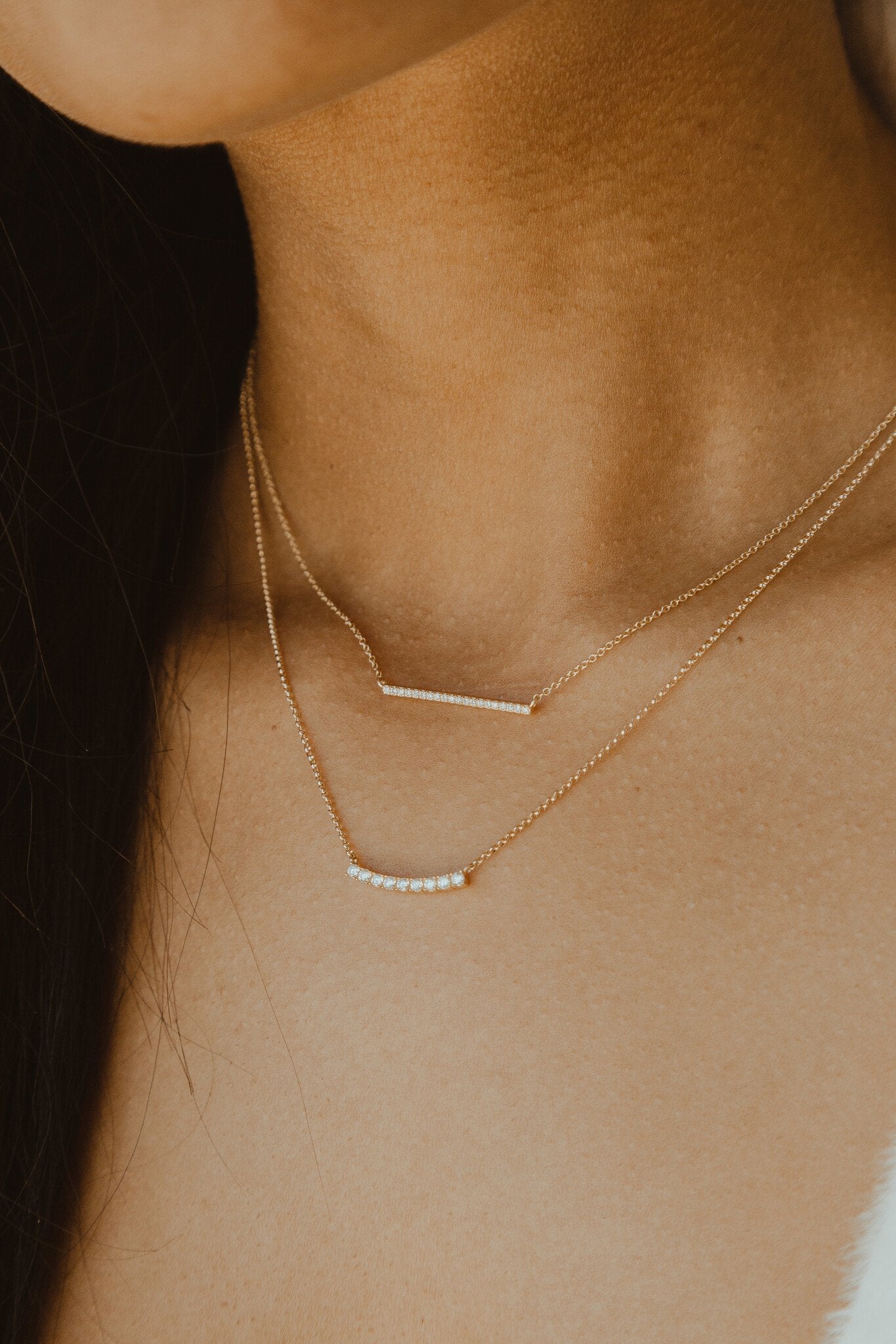 Pave Diamond Bar Necklace