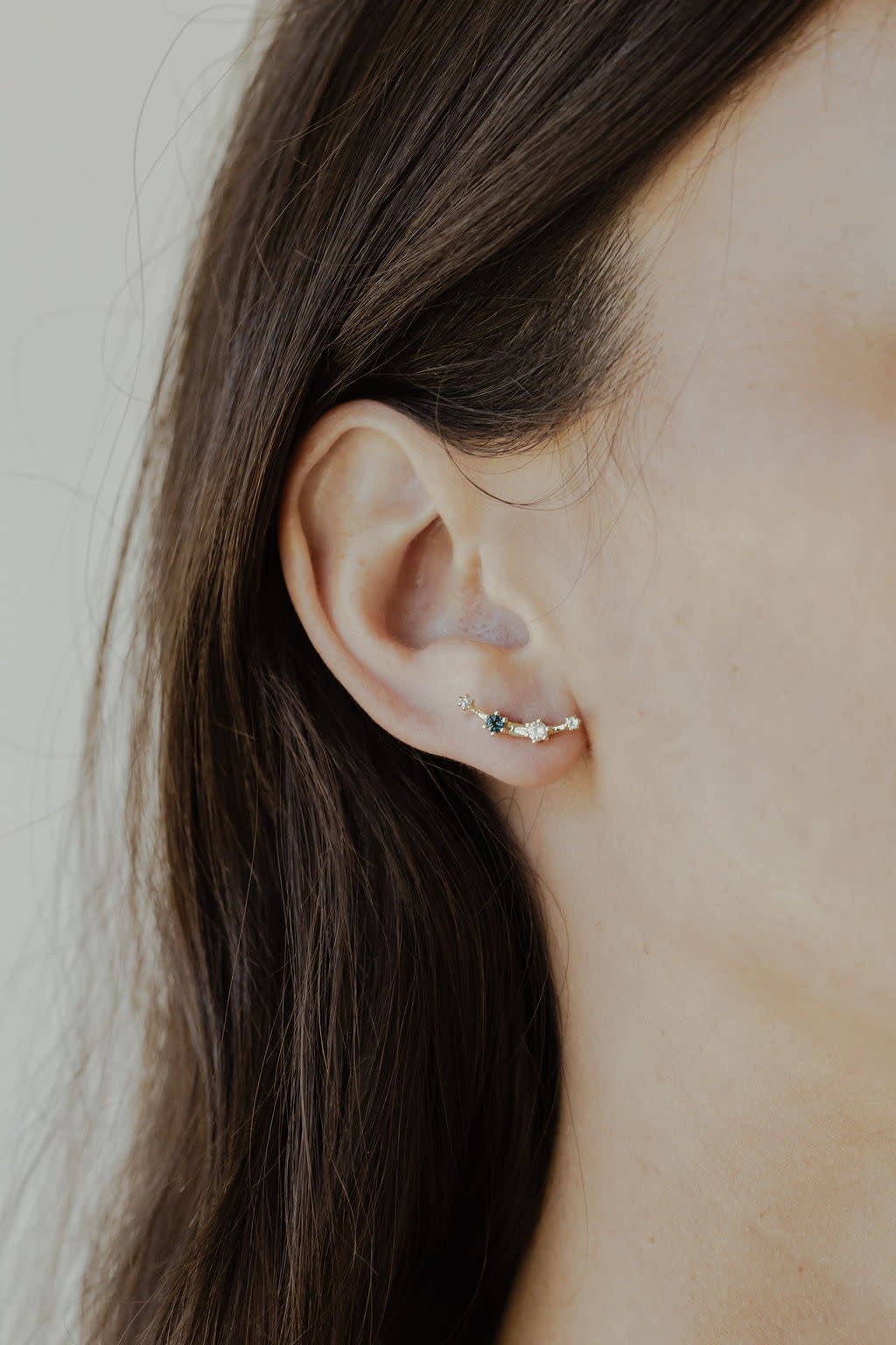 Blue Topaz and White Sapphire Climber Earrings