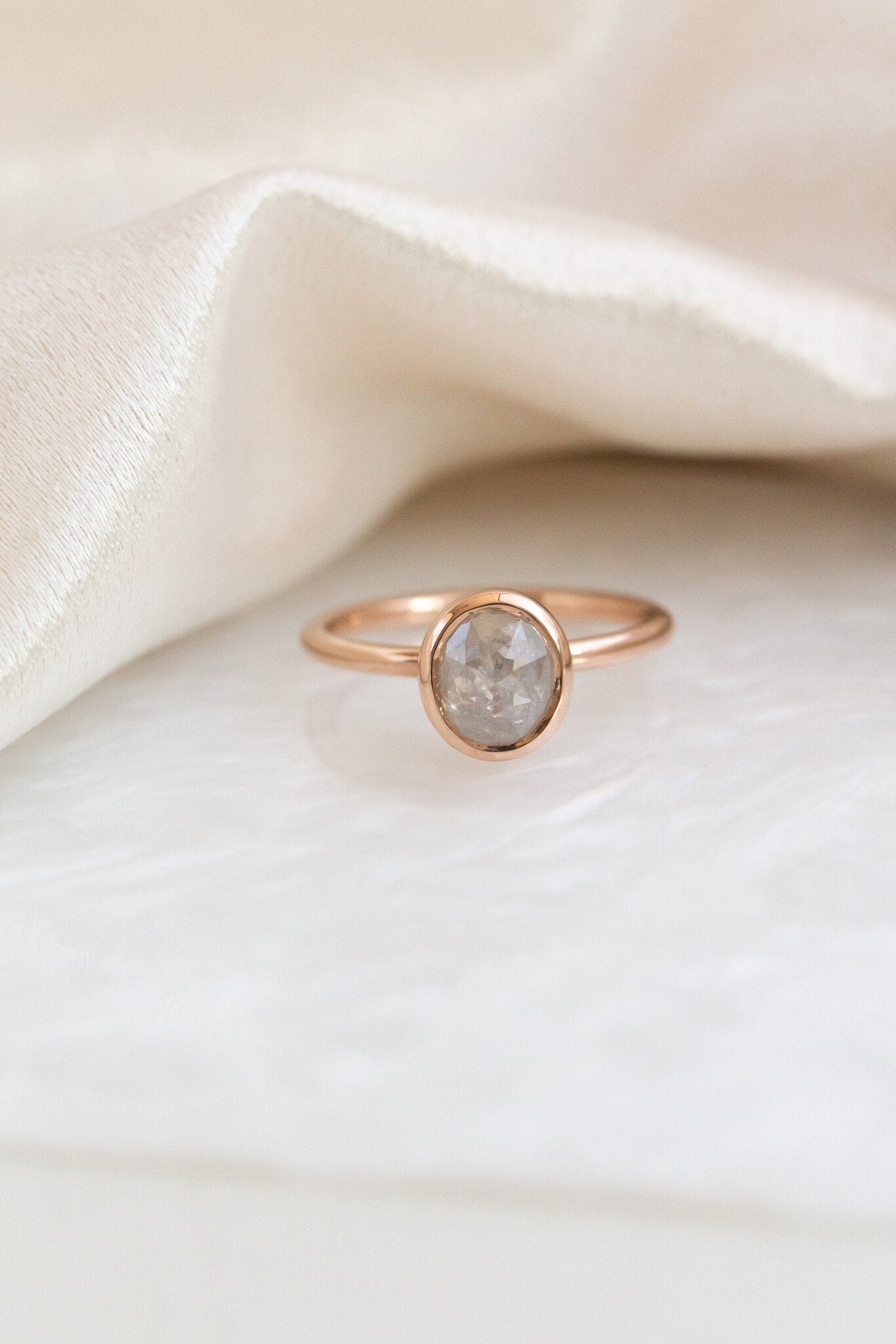 The Bailey 1.72 ct Oval Rustic Diamond Bezel Solitaire