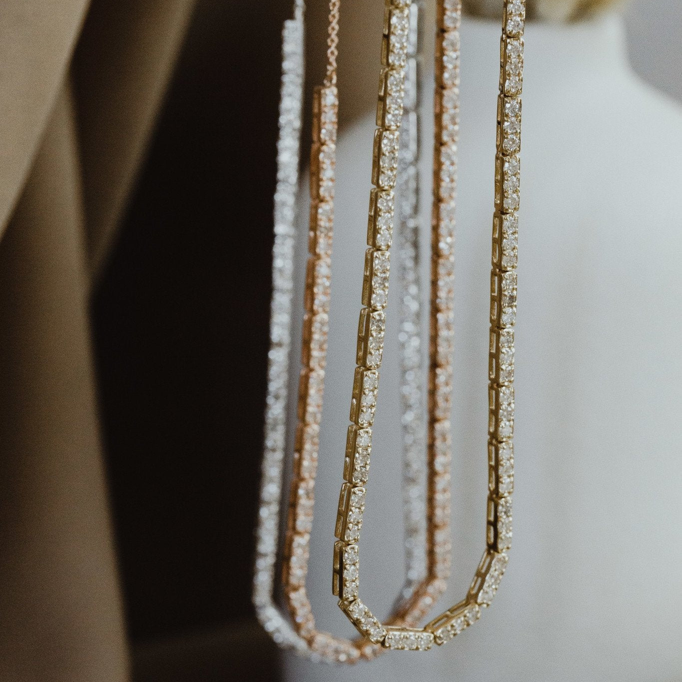 Pave Diamond Bar Tennis Necklace