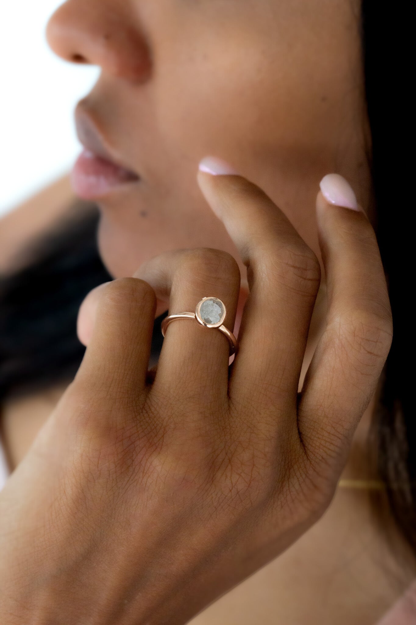 The Bailey 1.72 ct Oval Rustic Diamond Bezel Solitaire