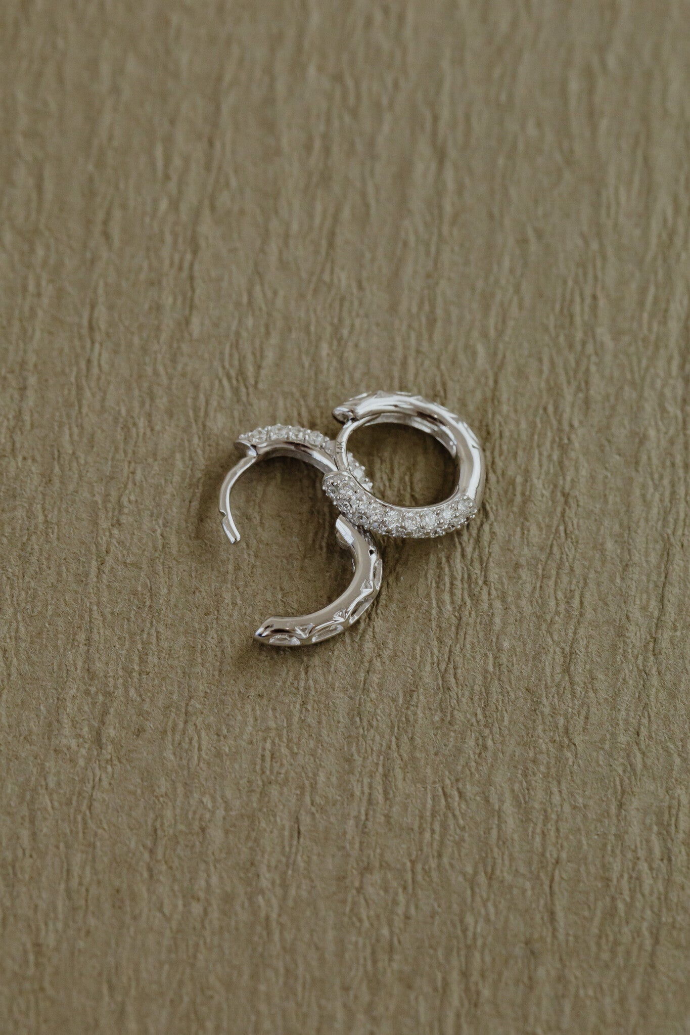 Three Row Pave Huggie Earrings