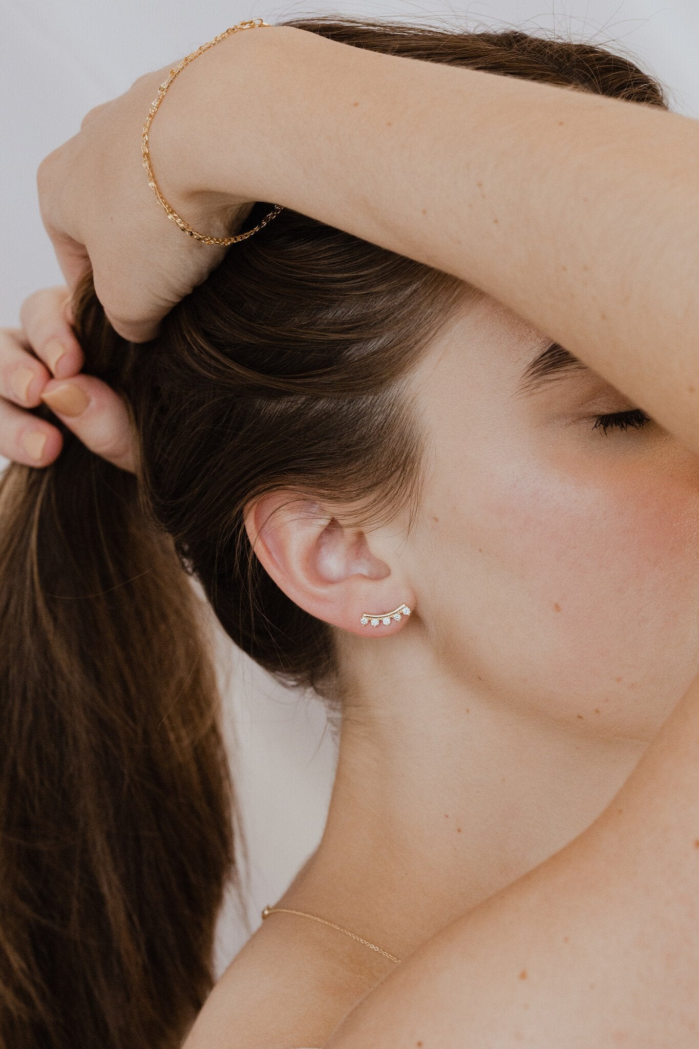 Curved Bar Diamond Earrings