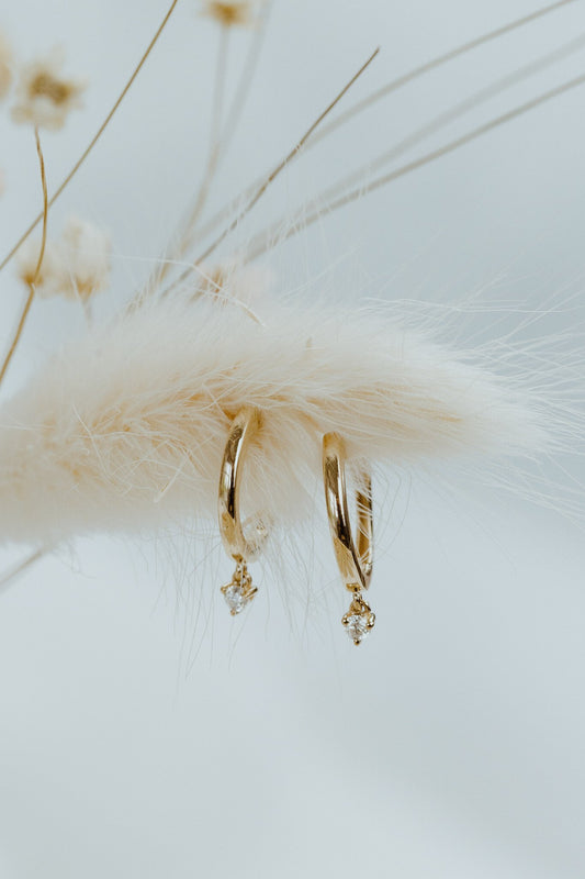 Round Diamond Huggie Hoop Earrings