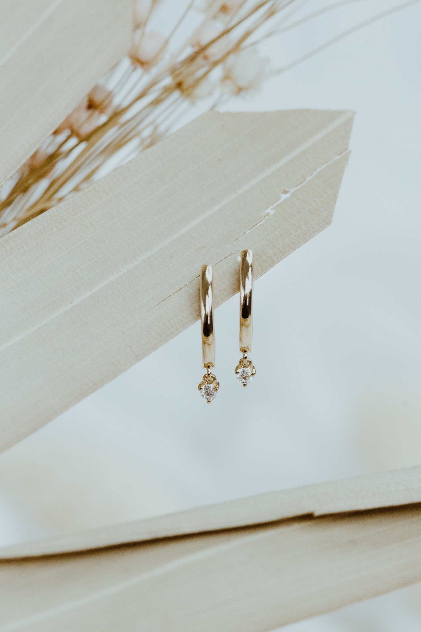 Round Diamond Huggie Hoop Earrings