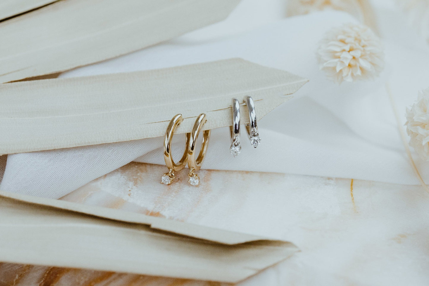 Round Diamond Huggie Hoop Earrings