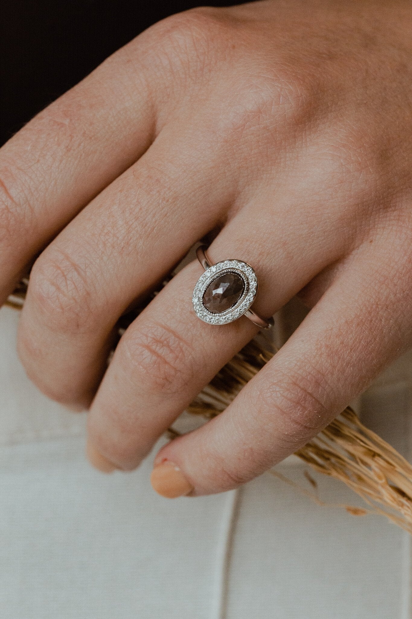 The Powell 1.72 ct Oval Rustic Diamond Ring