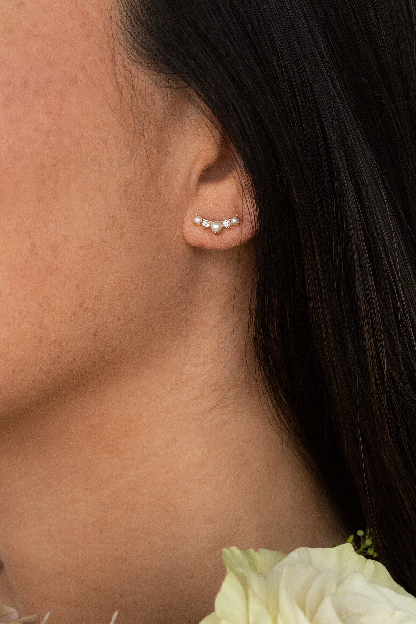 Pearl and Diamond Climber Earring