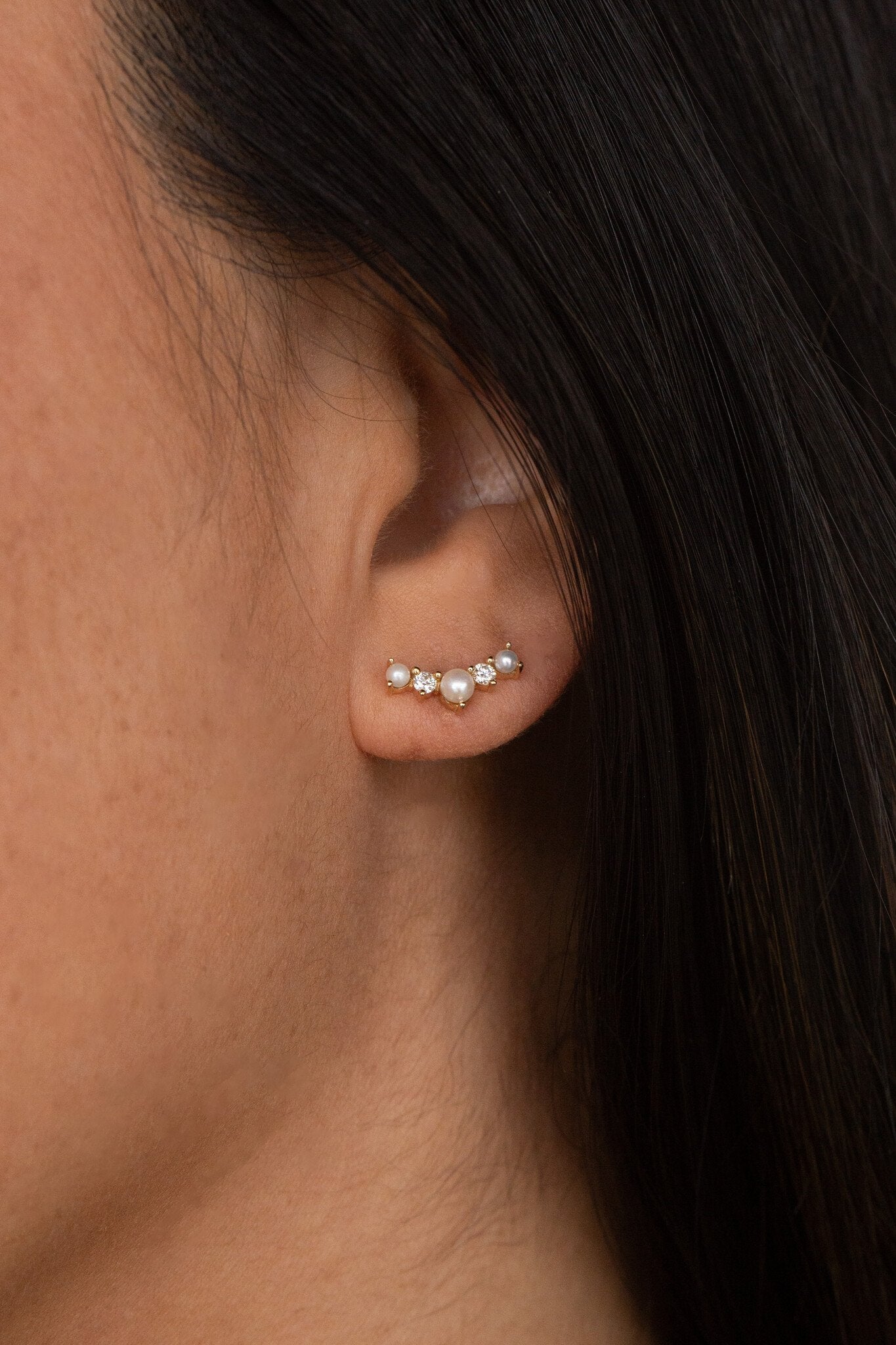 Pearl and Diamond Climber Earring
