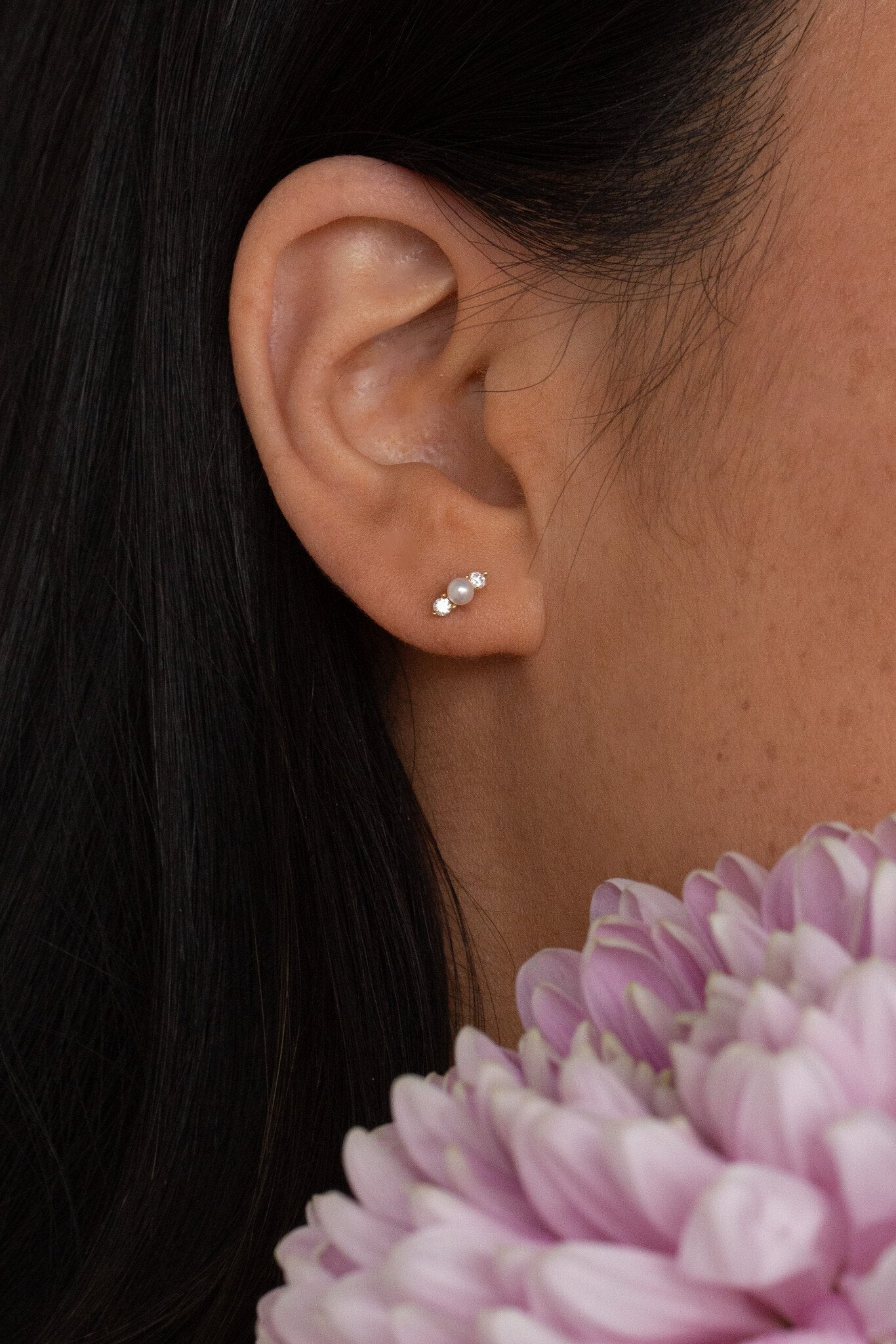 Pearl and Diamond Stud Earrings