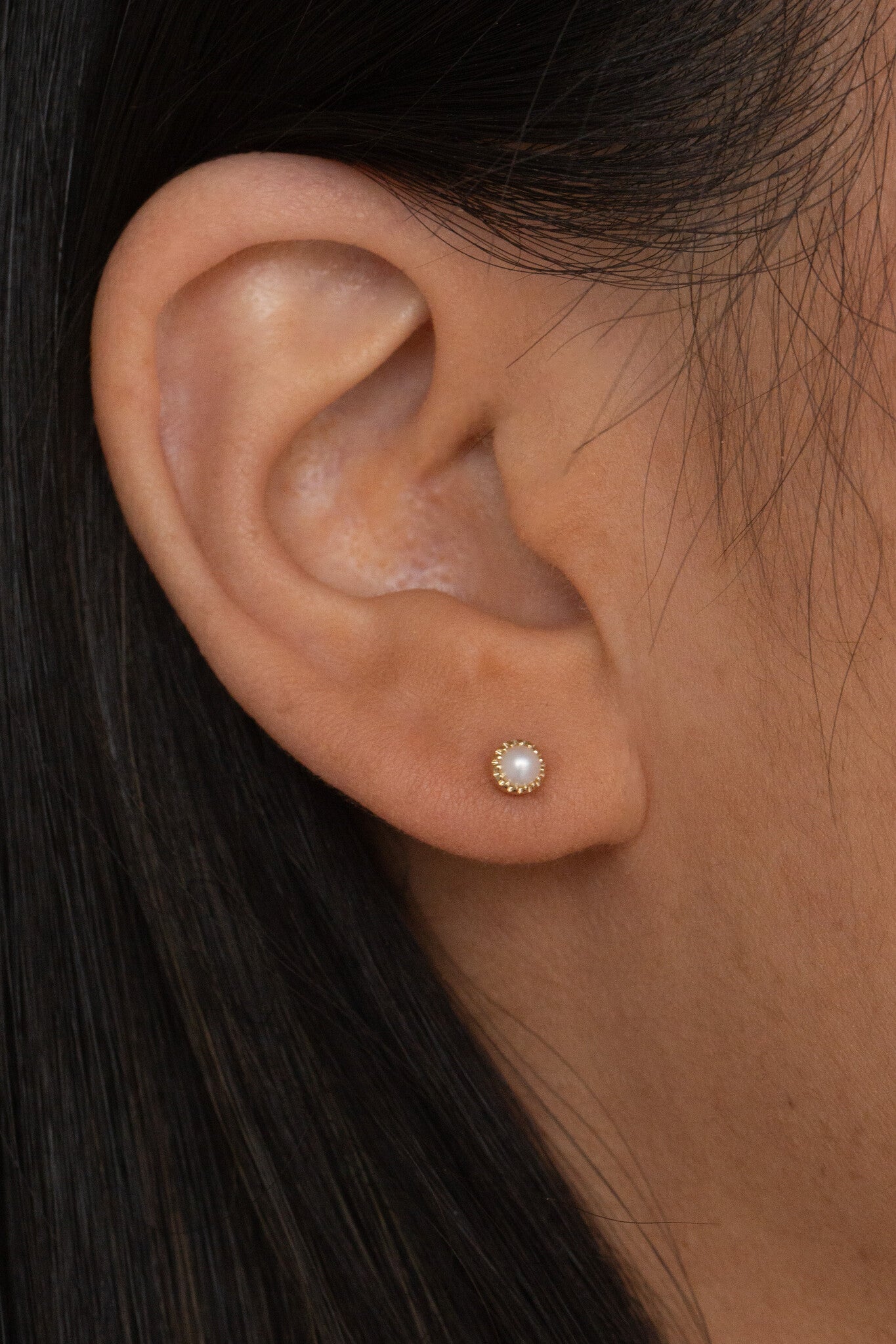 Pearl Milgrain Bezel Stud Earrings