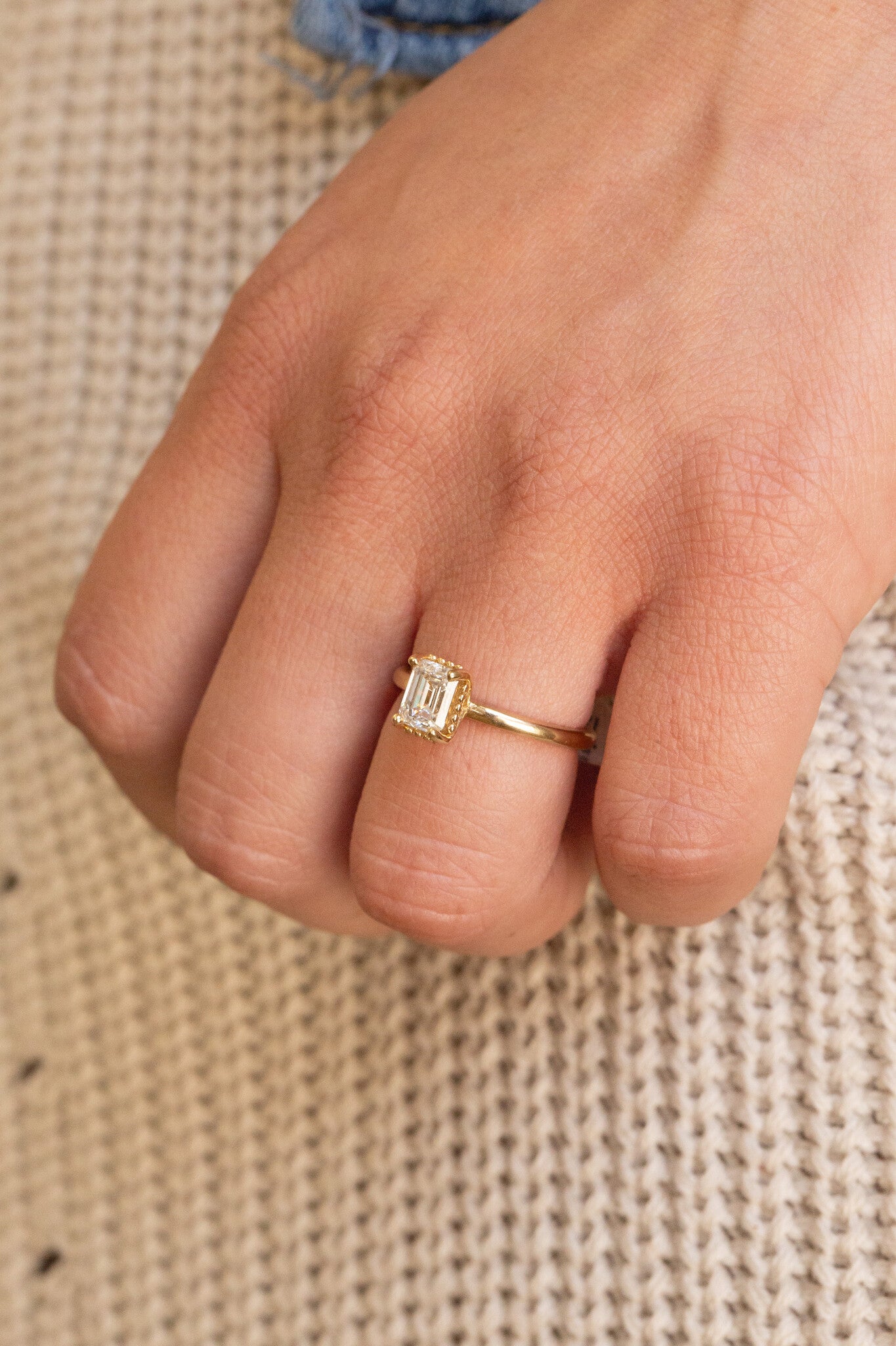 The Charlotte .96 ct Emerald Cut Natural Solitaire