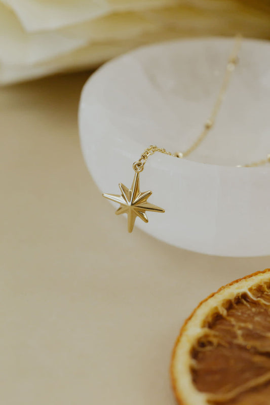 Star Pendant on Sparkle Beaded Chain Necklace