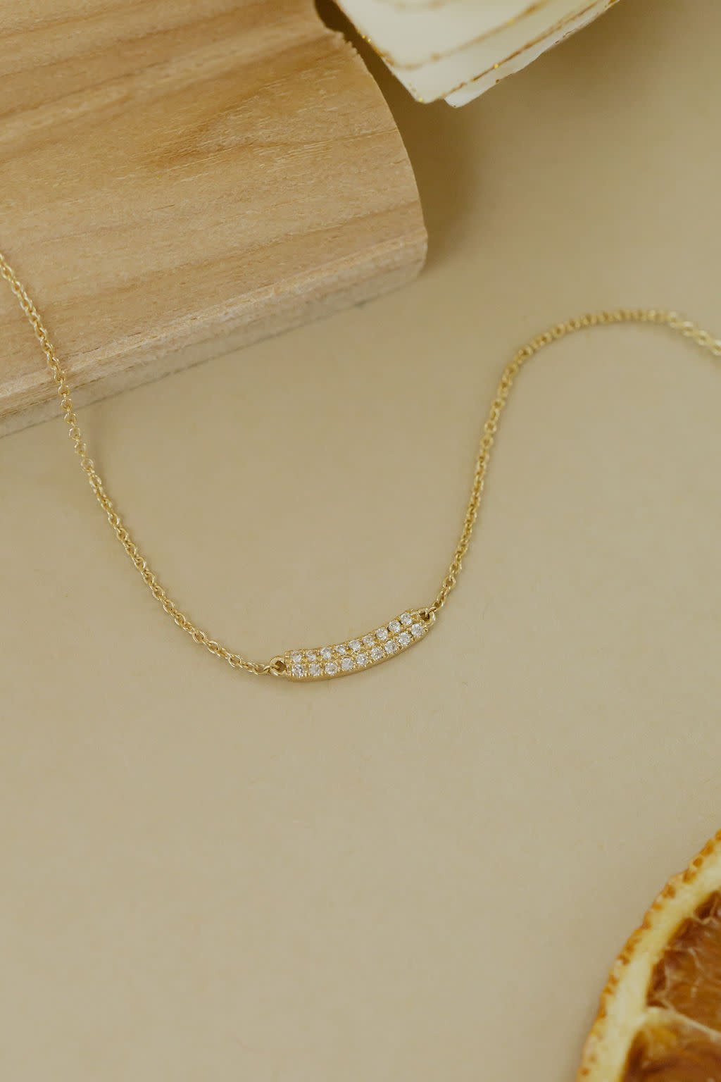 Curved Two Row Pave Diamond Necklace