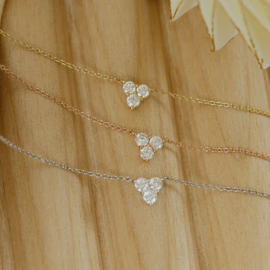Three Diamond Triangle Shape Necklace