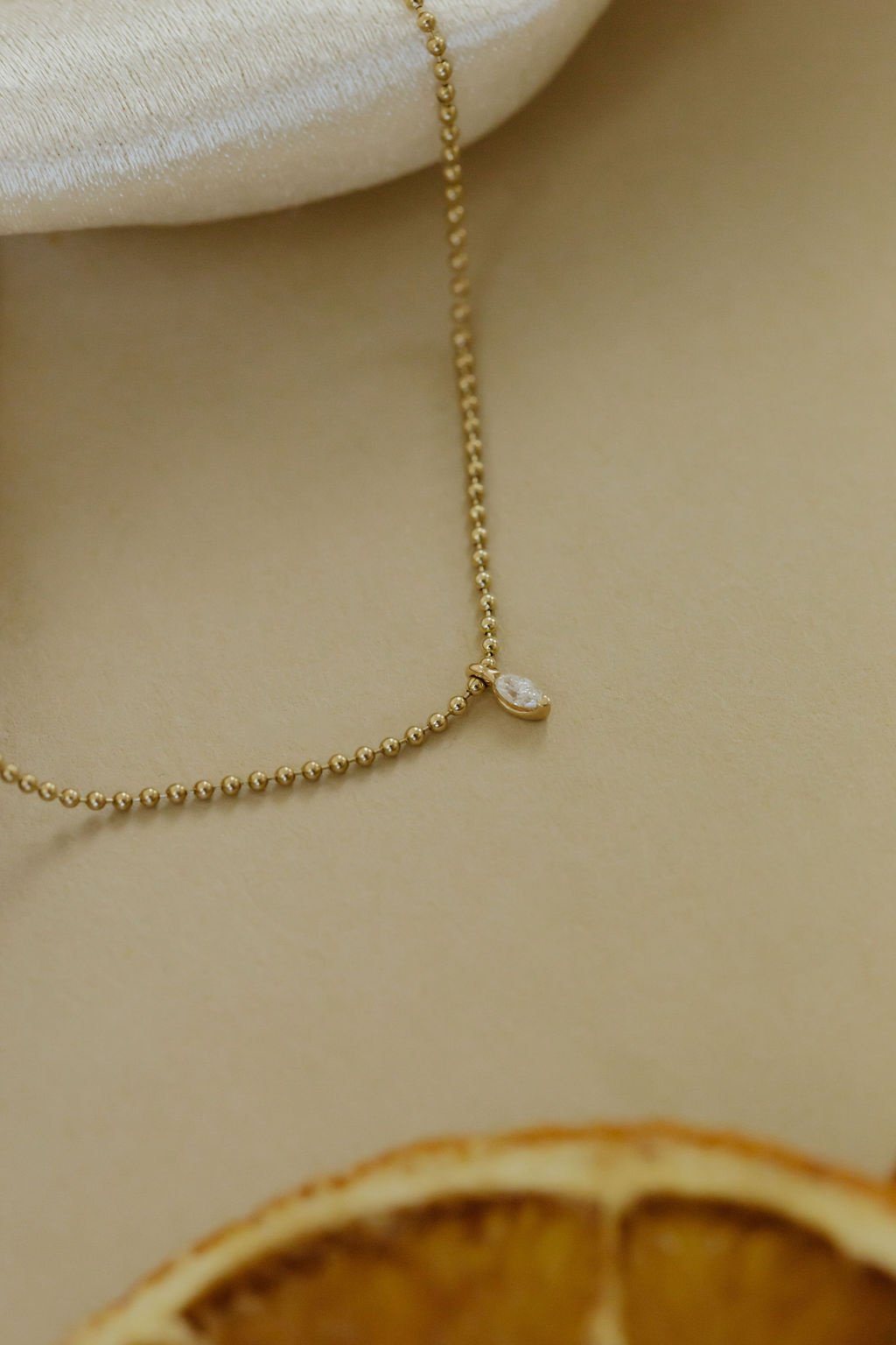 Marquise Diamond on Beaded Chain Necklace