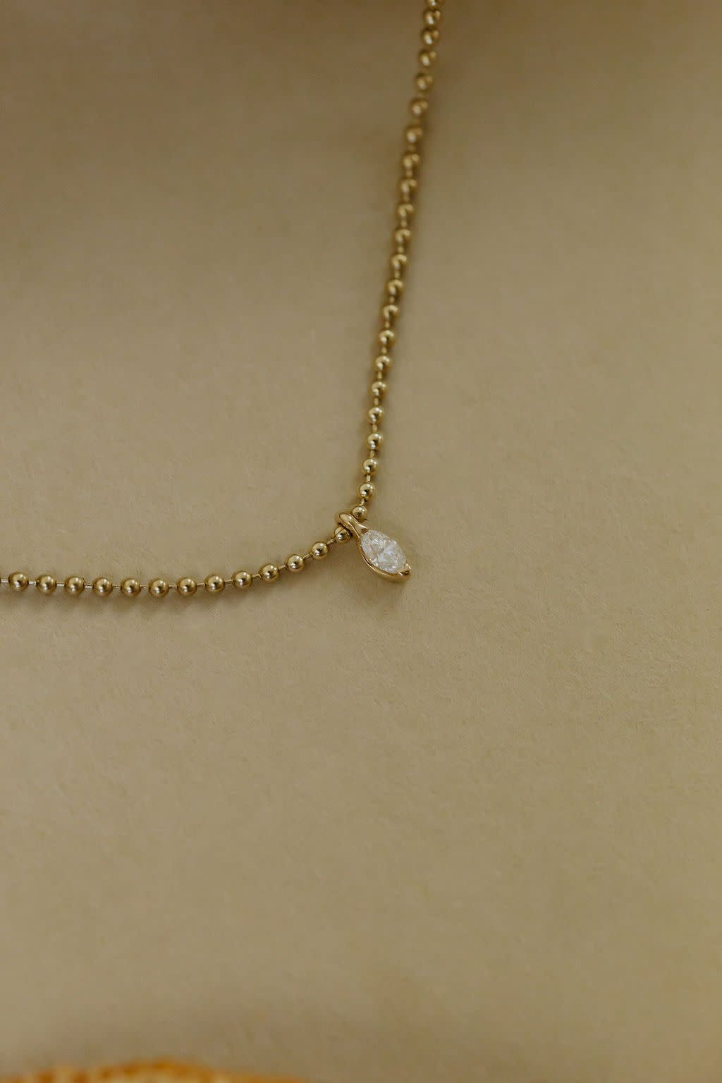 Marquise Diamond on Beaded Chain Necklace