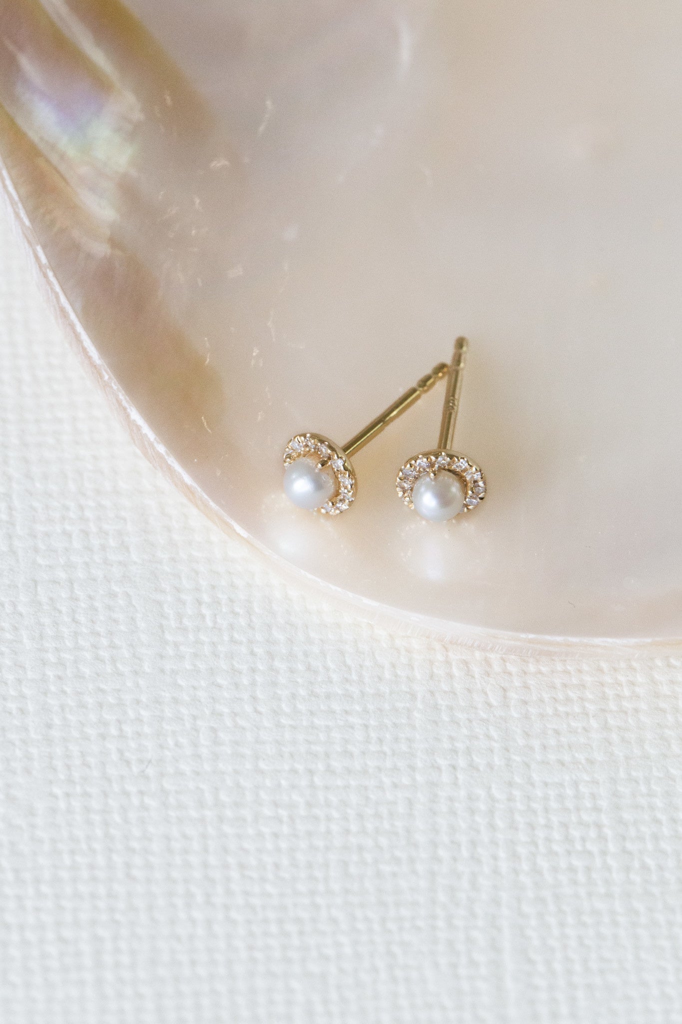 Pearl and Diamond Halo Stud Earrings