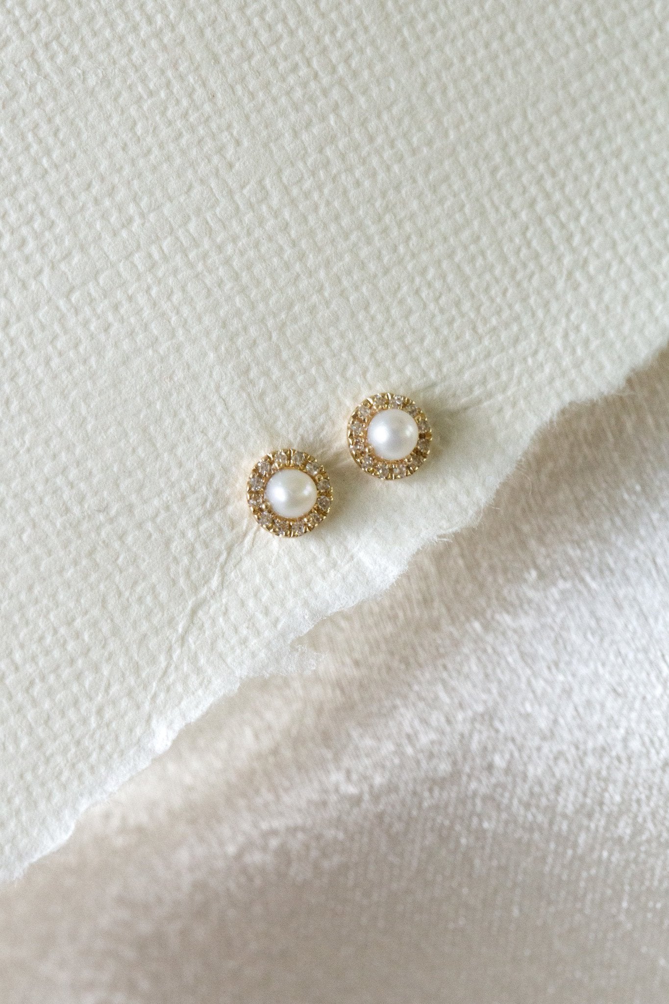 Pearl and Diamond Halo Stud Earrings