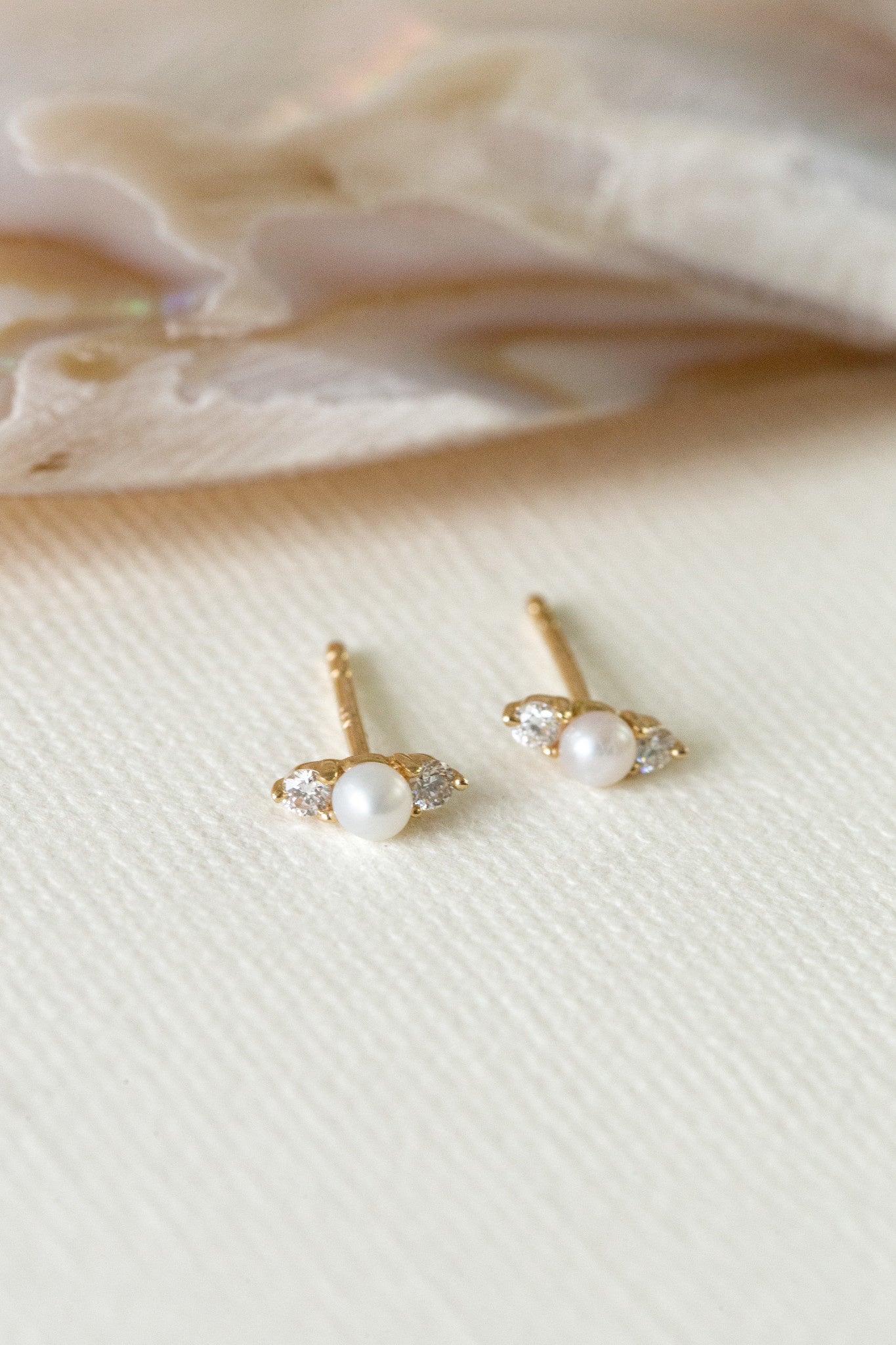 Pearl and Diamond Stud Earrings