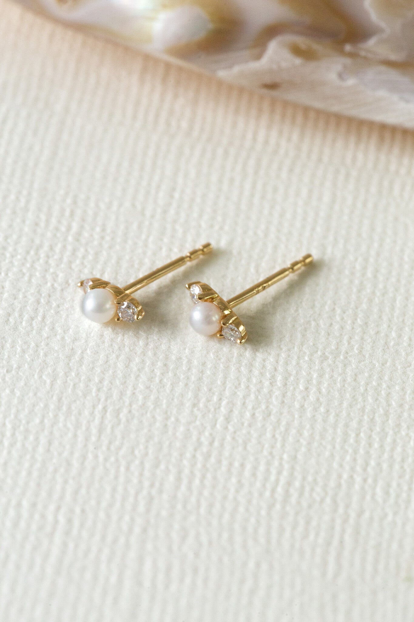 Pearl and Diamond Stud Earrings