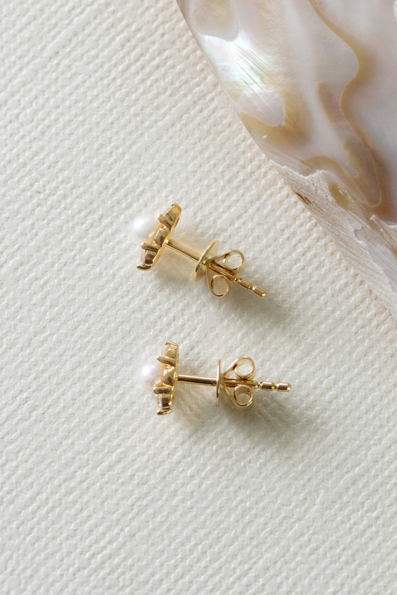 Pearl and Diamond Stud Earrings