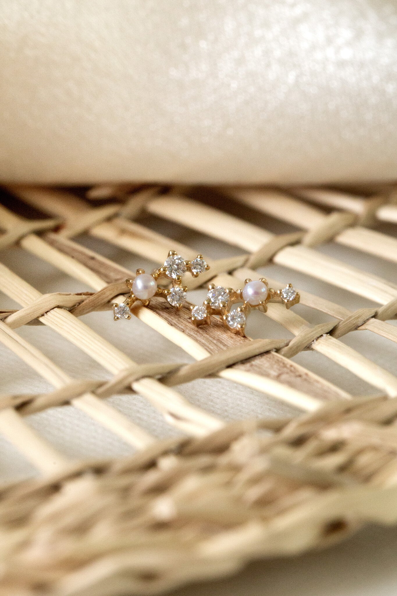 Pearl and Diamond Constellation Stud Earrings