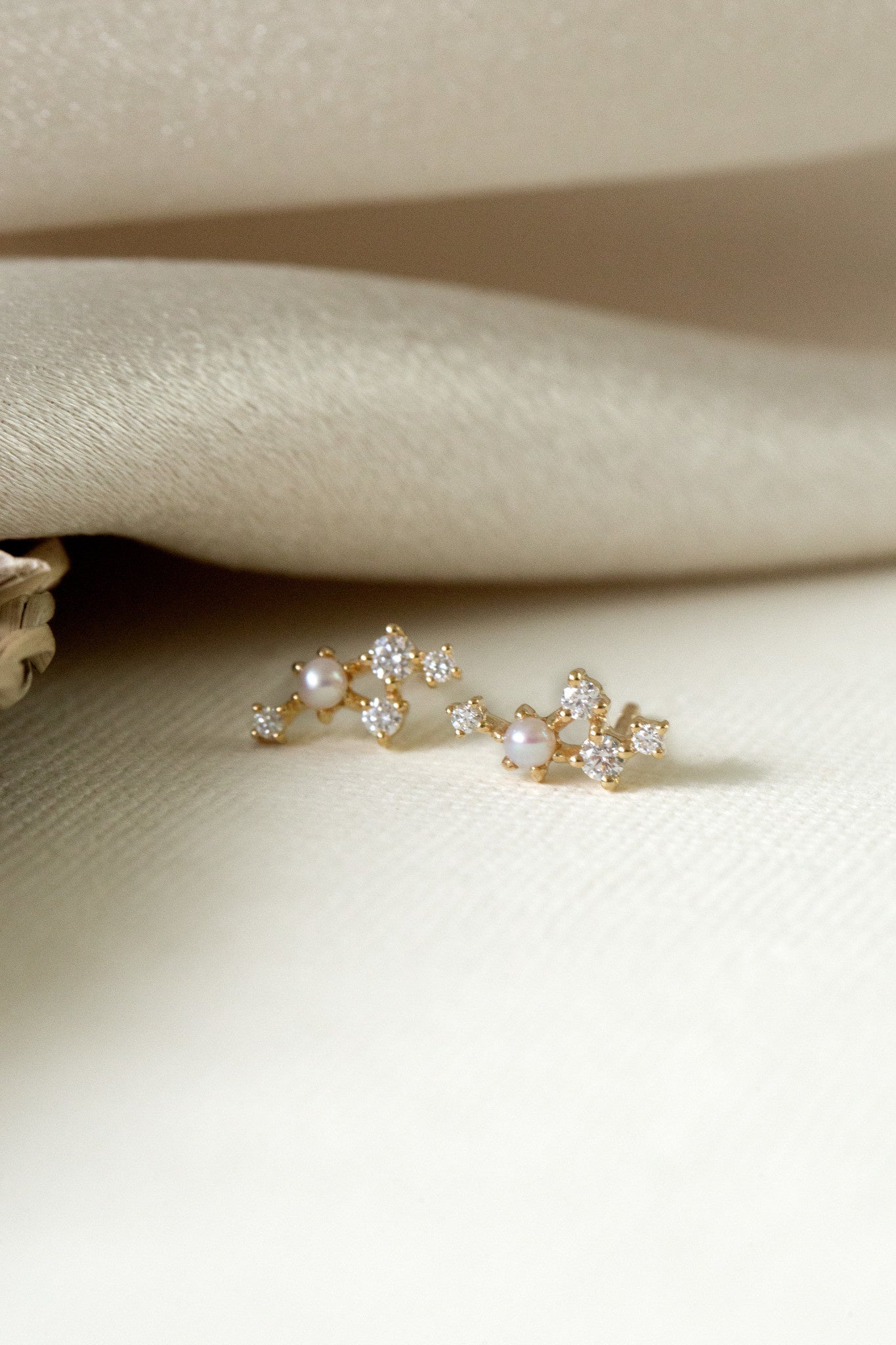 Pearl and Diamond Constellation Stud Earrings