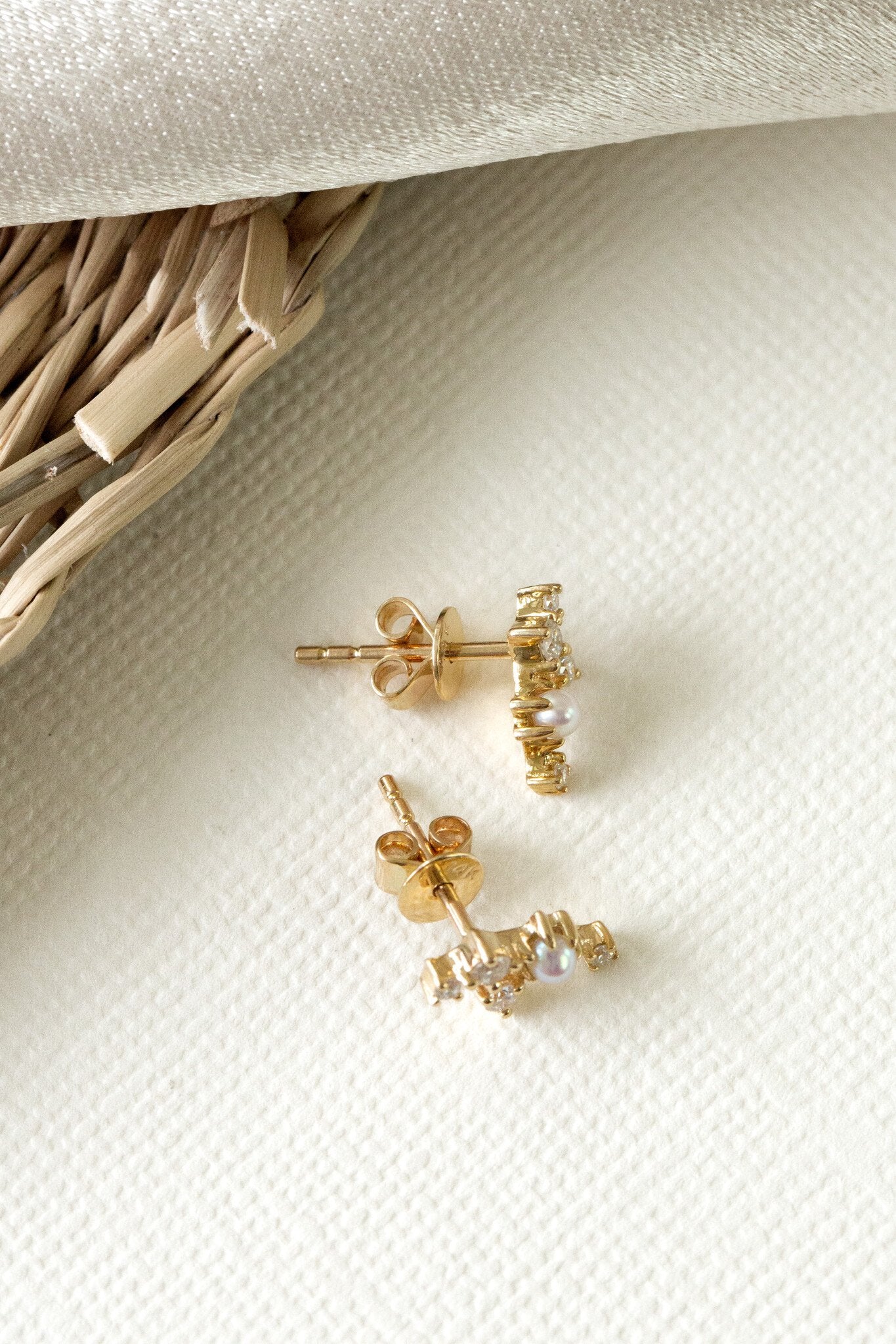 Pearl and Diamond Constellation Stud Earrings