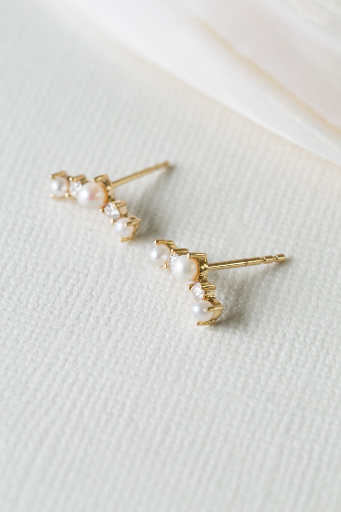 Pearl and Diamond Climber Earring