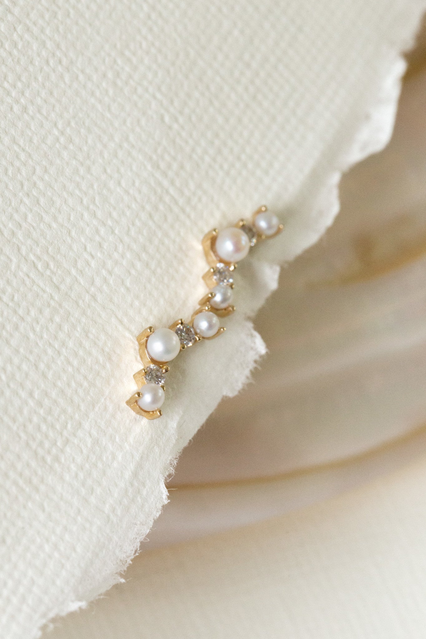 Pearl and Diamond Climber Earring