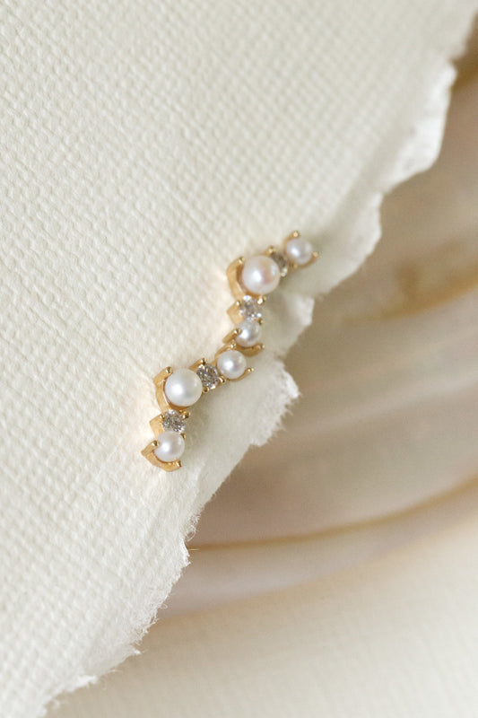 Pearl and Diamond Climber Earring
