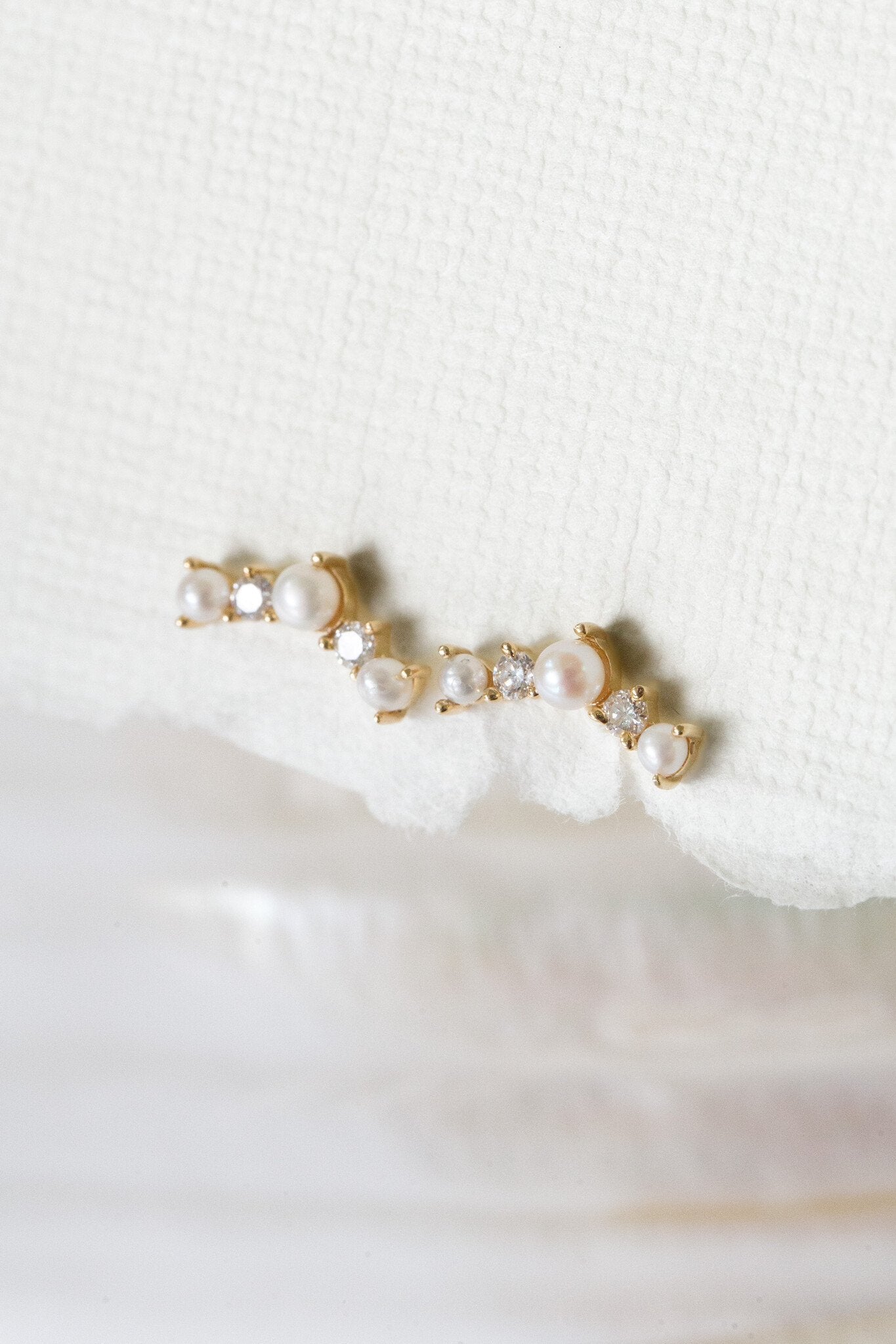 Pearl and Diamond Climber Earring