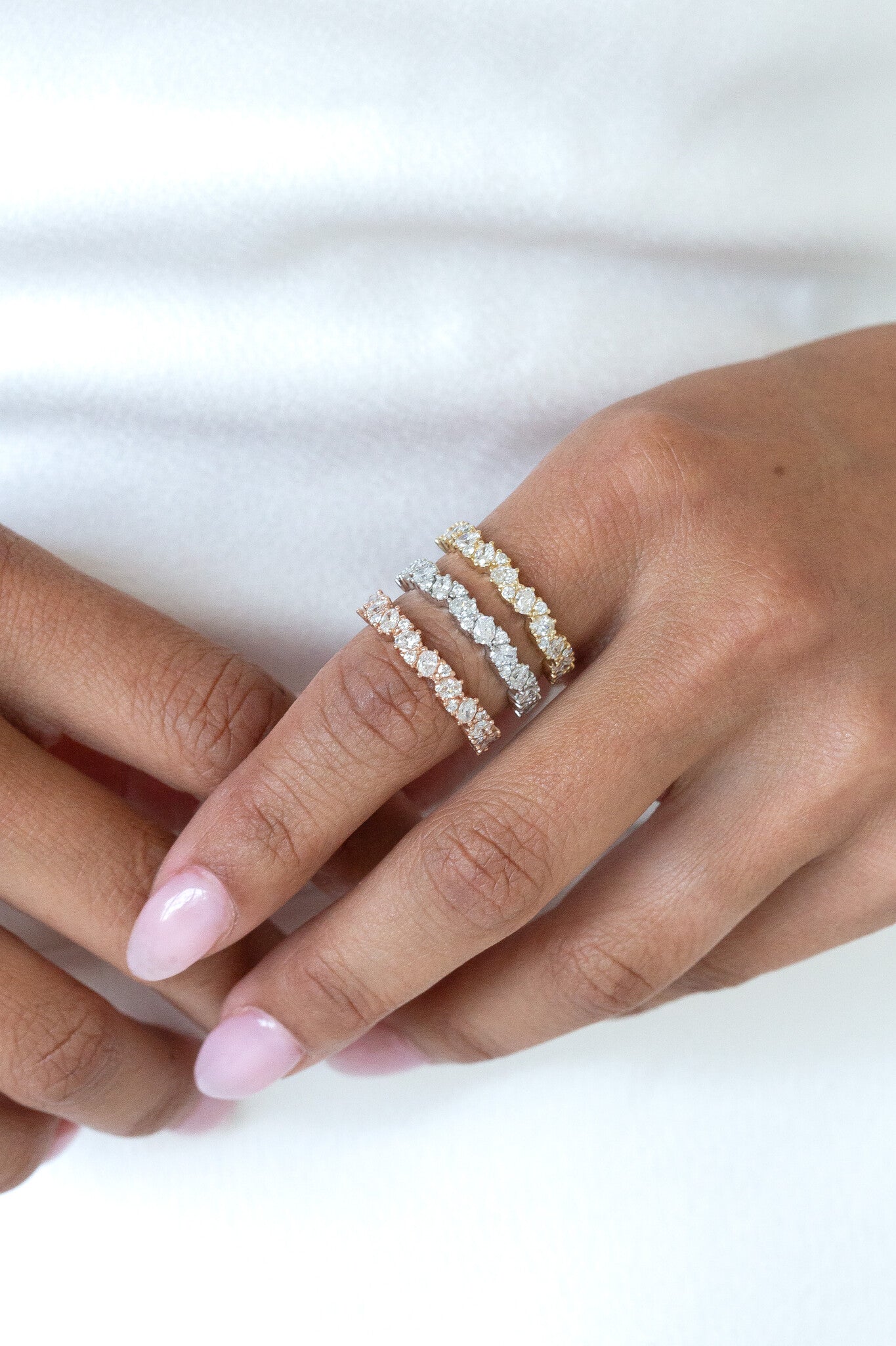 The Eloise Band in 14k rose, white, and yellow gold