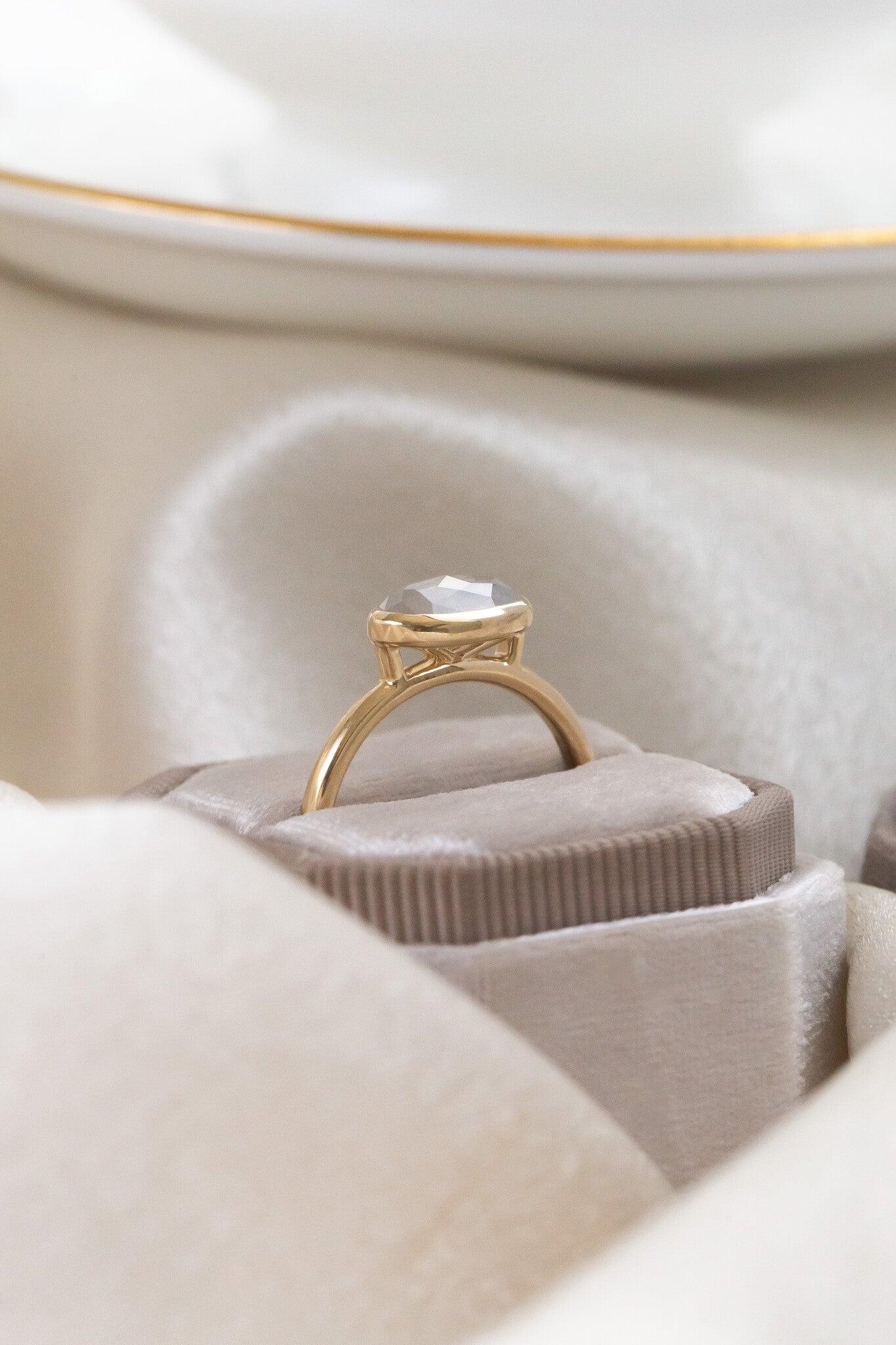 The Bennett 1.69 ct Oval Rustic Diamond Bezel Solitaire