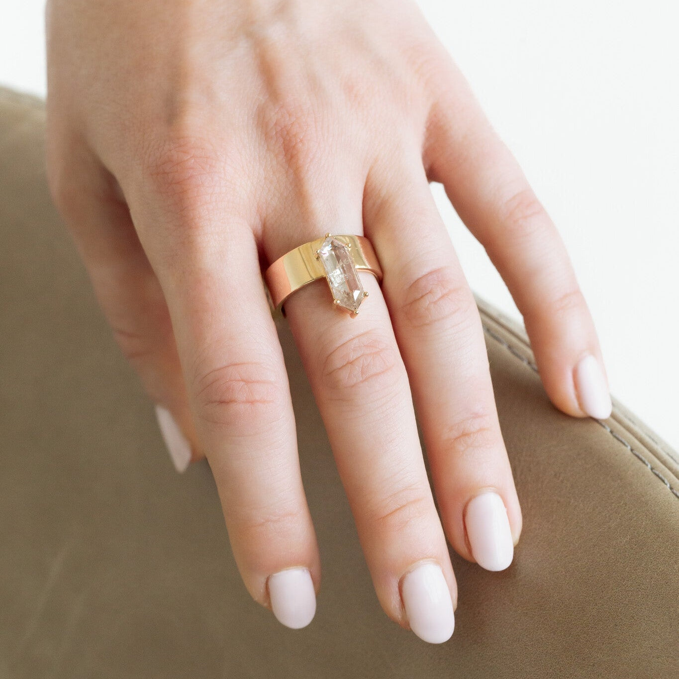 The Sezanne 2.21 ct Long Hexagon Rustic Diamond Ring