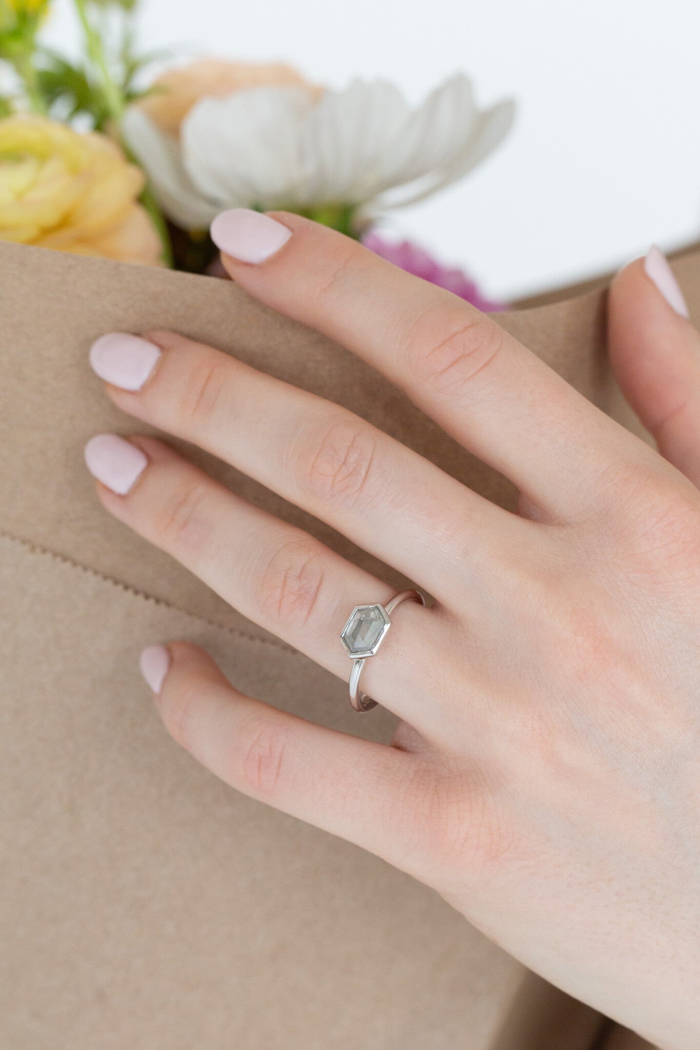 The Bennett 1.21 ct Hexagon Rustic Bezel Solitaire