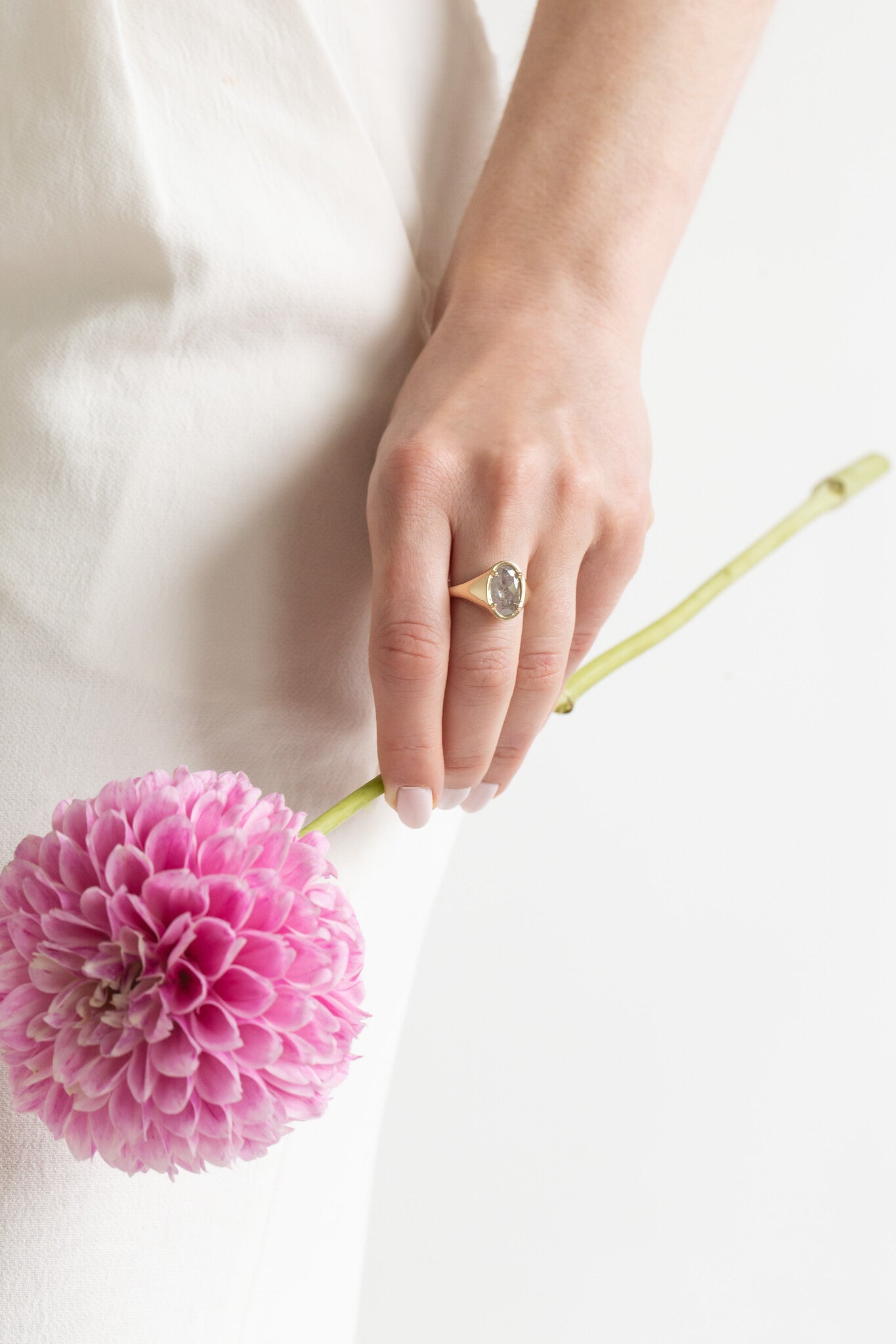 The Lennox 2.18 ct Oval Galaxy Diamond Signet Style Ring