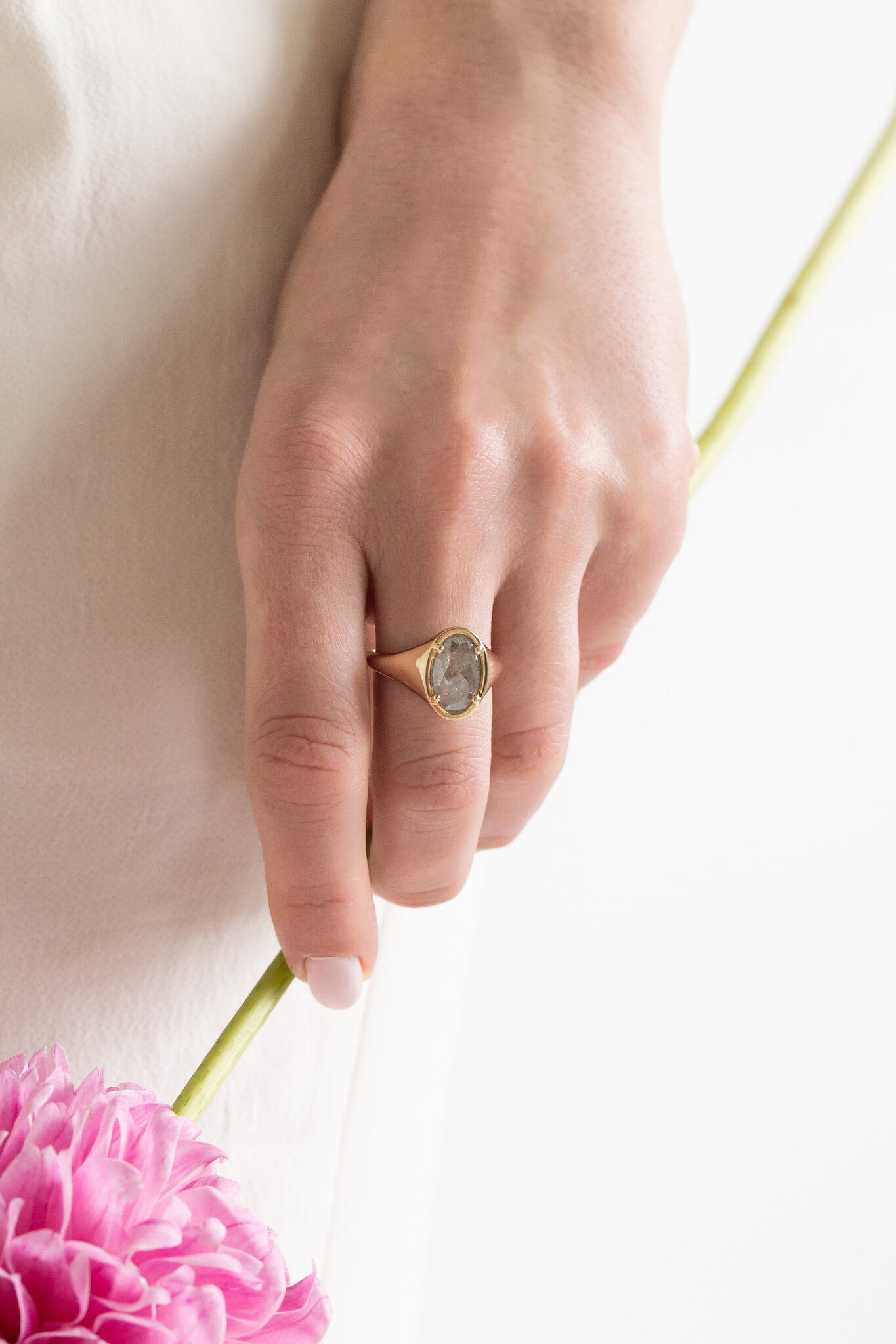 The Lennox 2.18 ct Oval Galaxy Diamond Signet Style Ring