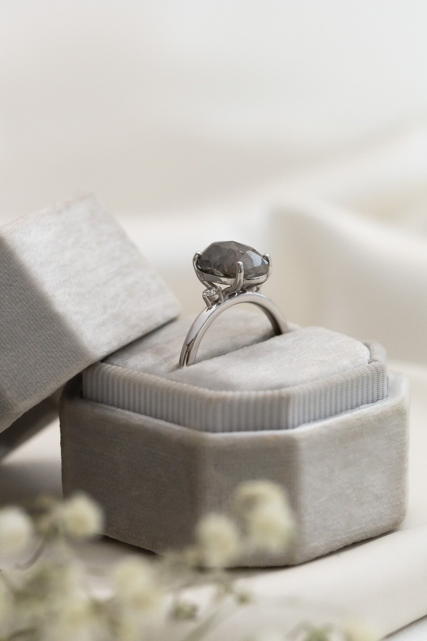 The Isla 2.91 ct Oval Galaxy Diamond with Side Stones Ring