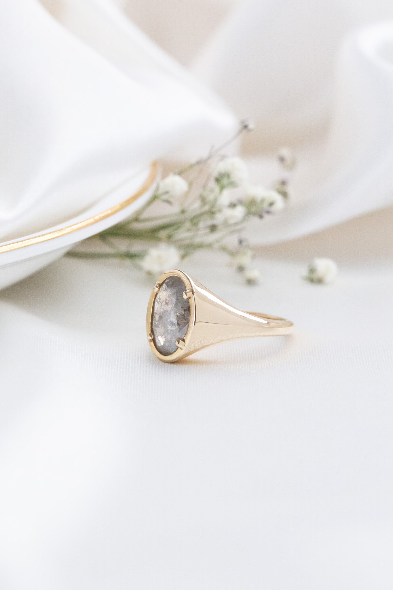 The Lennox 2.18 ct Oval Galaxy Diamond Signet Style Ring