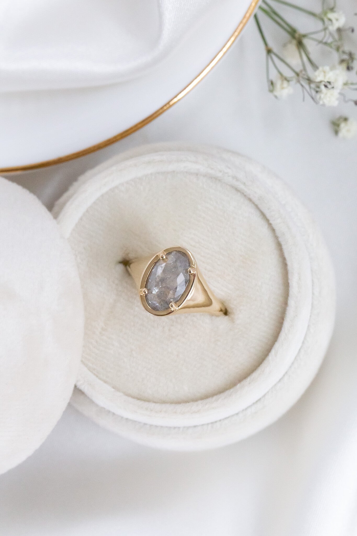 The Lennox 2.18 ct Oval Galaxy Diamond Signet Style Ring