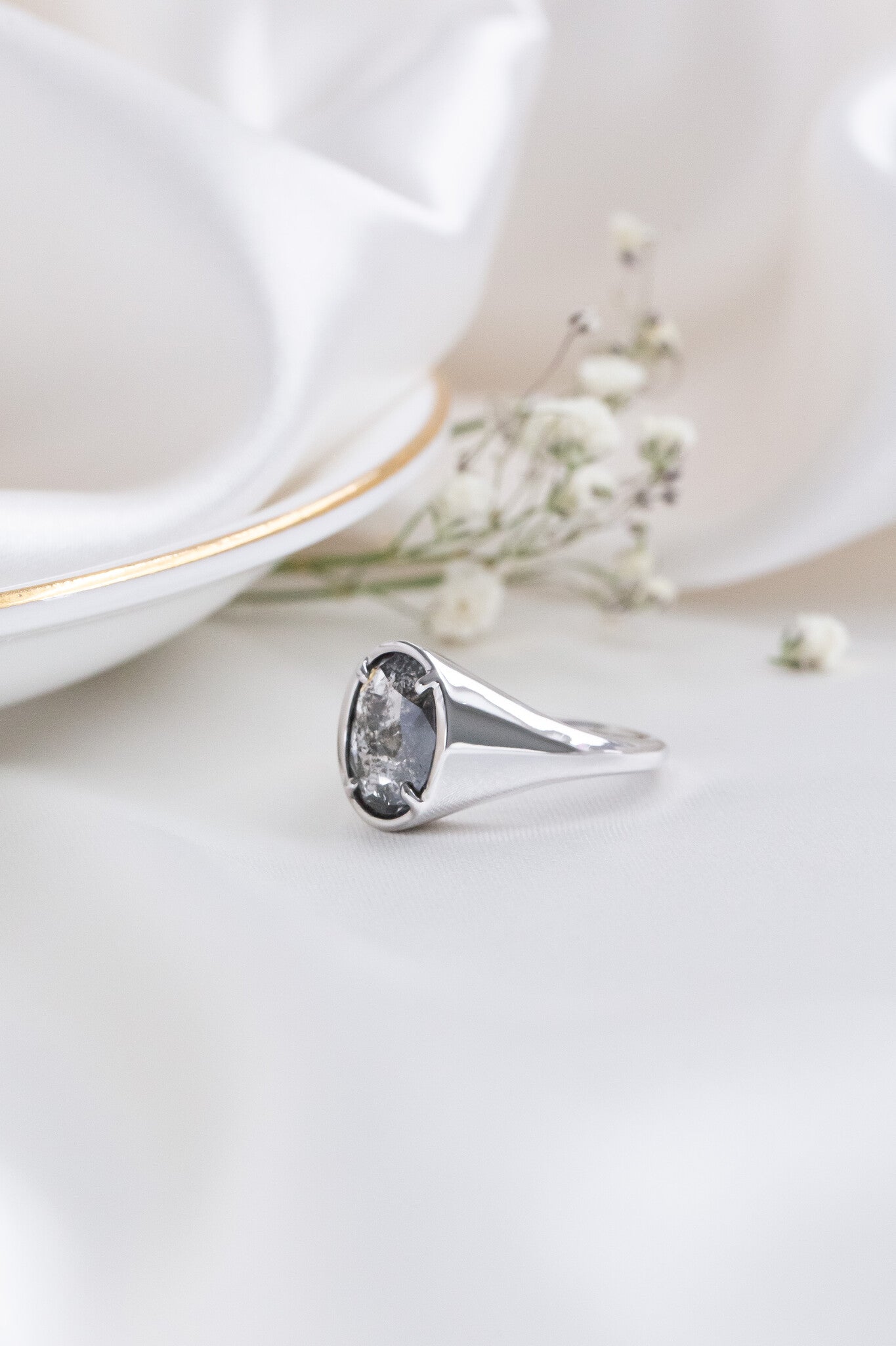 The Lennox 2.97 ct Oval Galaxy Diamond Signet Style Ring