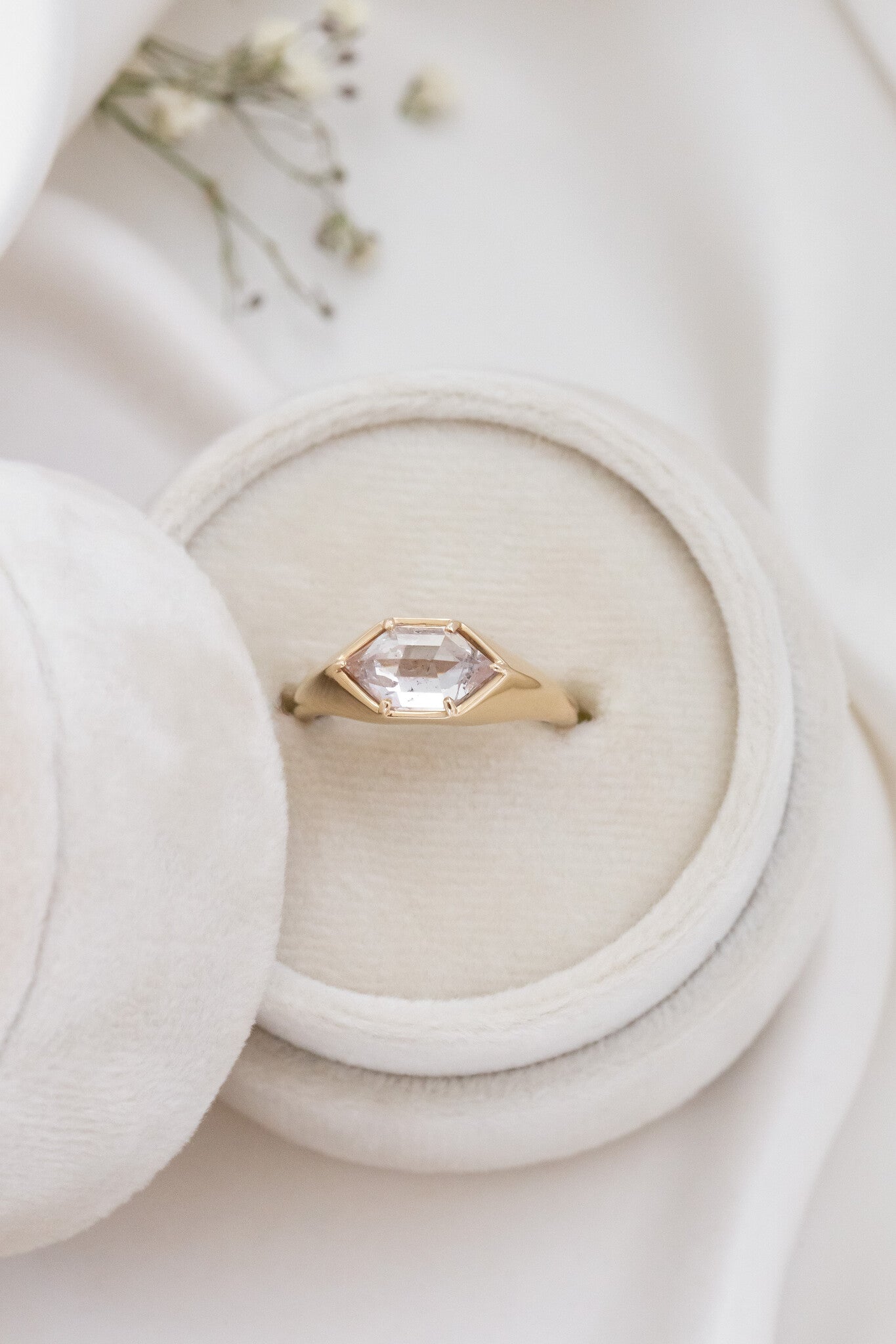 The Lennox 2.03 ct Long Hexagon Rustic Diamond Signet Ring