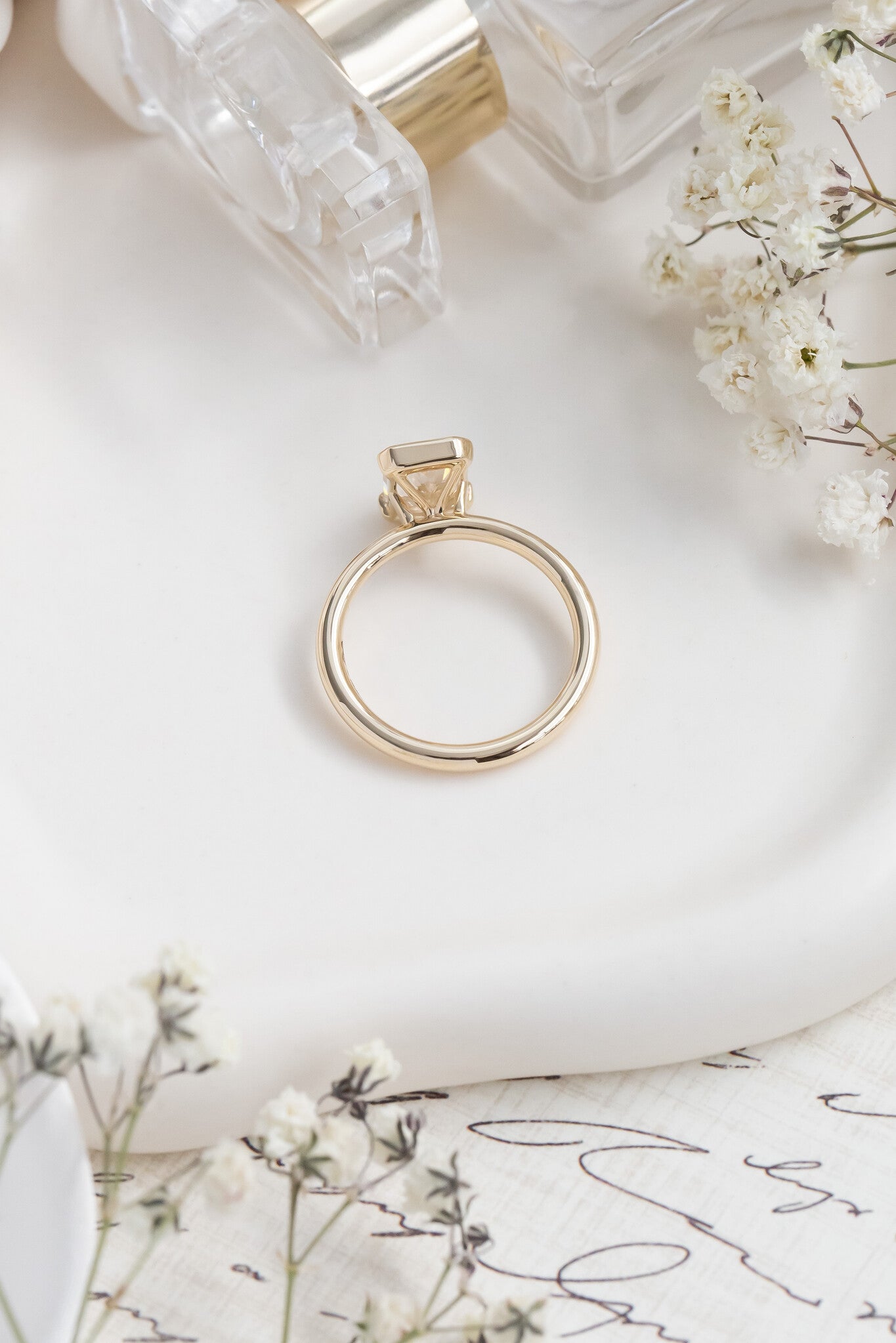 The Zadie Radiant Cut Half Bezel Solitaire Ring